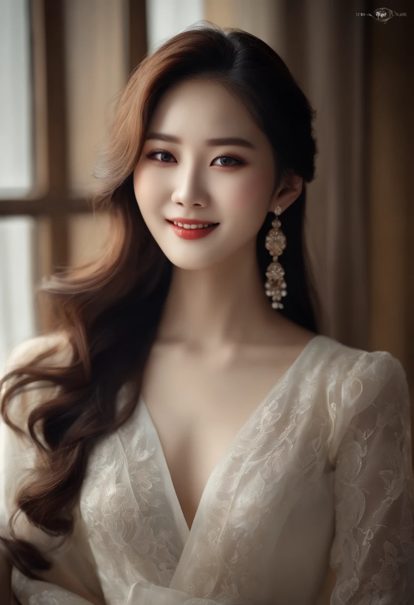 Korean woman, (masterpiece, pretty people, tainted smile), virtual youtube, detailed skin texture