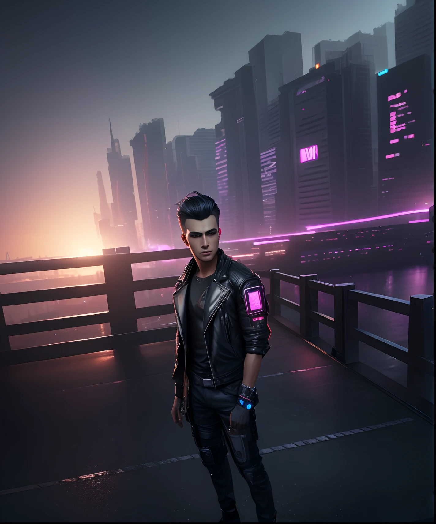 Change background cyberpunk handsome boy,realistic face, 8k, ultra realistic