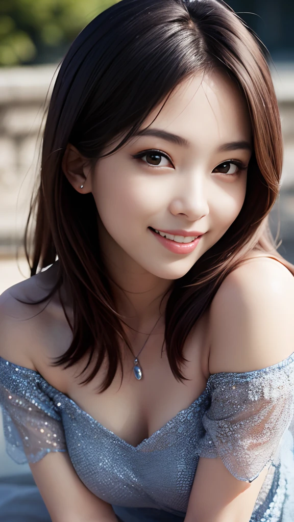 Ultra-realistic photo of Pokimane, yeux ultra realiste, 8k, highly detailed,  (earrings), Effet de flou, ((premier quality、шедевр、Photographiréaliste:1.4、et 8K)), (Colossal:1.3)、(Beautiful American landscape in the background:1.2)、(plein corps Esbienne:1.2)、(all fours:1.2)、un sourire、beautiful lighting、super detail、High Details、High quality、high resolucion、（looking at the viewers）、detailed mouth、une lingerie bleu、plein corps Esbienne、clivage du sein、Ouverture de la bouche