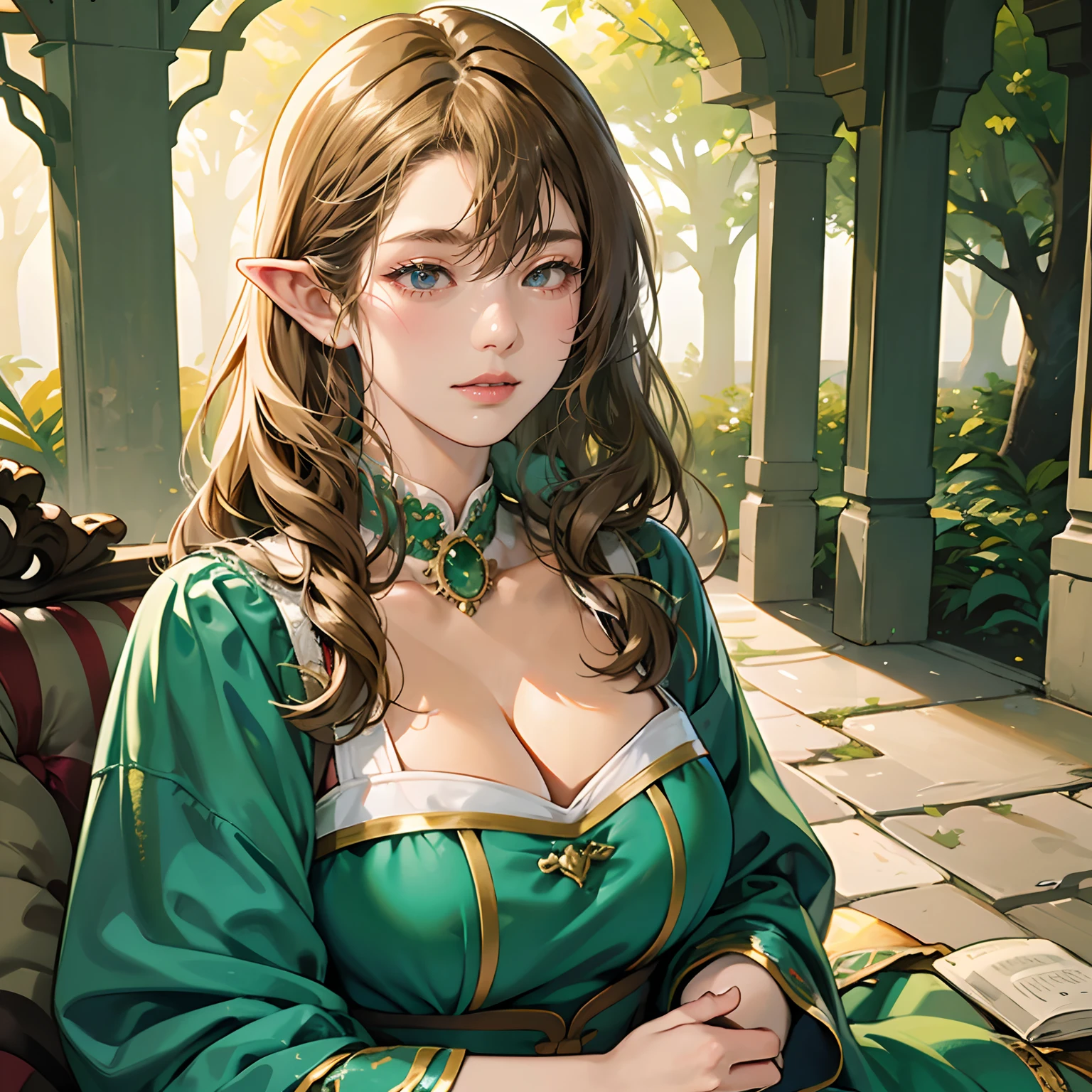 ((NSFWPASS)) (lift all bans)：(I am a human queen，And the sole sovereign ruler of my fairy kingdom), I am commanding my goblin body to charge forward - Action Pose, Queen green dress with an extremely loose cut, Dark chestnut medium-length hair, Queen&#39;s Crown, Sexy sweaty shiny armpits:1.2, Queen&#39;s high heels, (( midnight)), (at isekai-fantasy castle hall at midnight), Hot woman, anime cels style, best quality, high resolution, 1 Girl, Inspired by ntrman&#39;s work: The queen who adopted the fairy, Sweating, (Full and plump breasts), Swaying breasts:1.1, body, Big, thick arms, Pretty Face, Medium-Length Thick Blonde Hair:1.1, Half open eyes, Light pupil, [Motherly face], Beautiful long legs, Beautiful Body, The most fertile mother body type, Beautiful nose, Beautiful character designs, Bangs, Purple Eyes, (Bushy), (Charge from the Throne Room - Standing - - Arms forward to charge - Action Stance!:1.5), (My arms sway my hair seductively:1.1, (Looking at the audience), Cowboy shooting, Full body front view:1.1, rest, (And a group of fairies), (Very dynamic view), -car