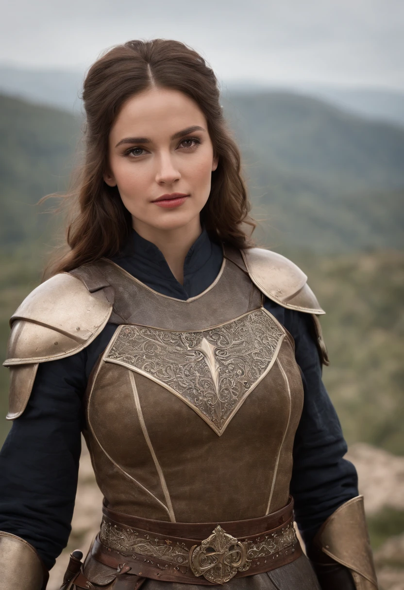 Royal Knights，Gorgeous heavy armor wraps the whole body，Point the Knight's Sword to the sky，sportrait，closeup cleavage，Solemn，flatchest，modest，humble，Cinematic, hdr, primitive, Intricate, High quality, Gorgeous shades, Intricate details, super-fine，oc rendered
