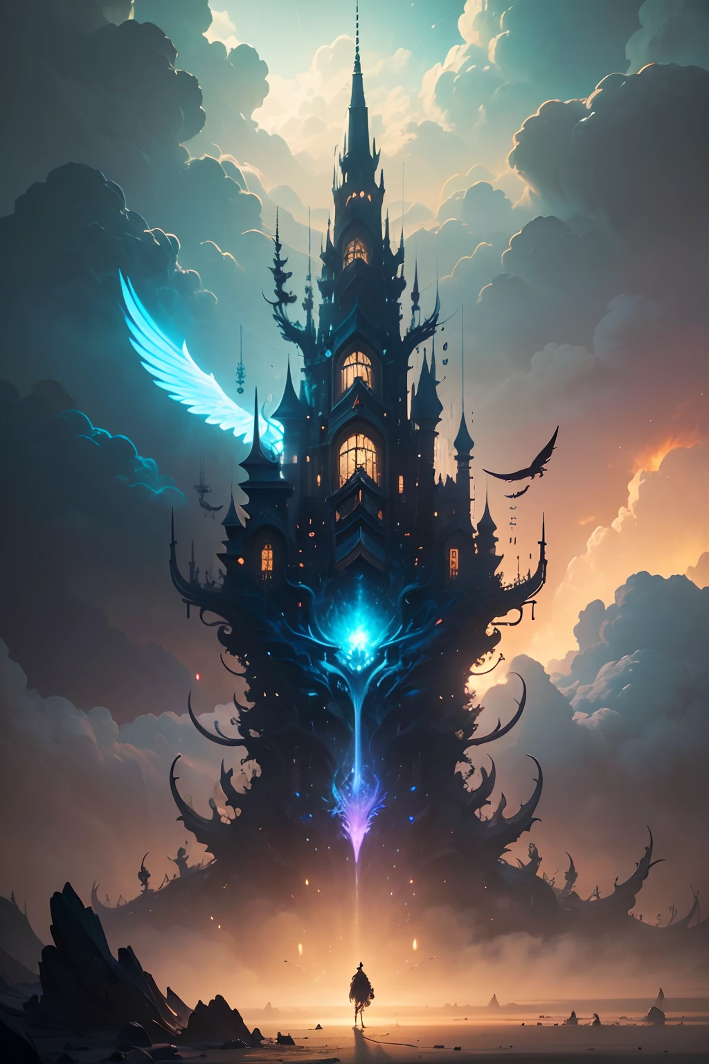 Cinematic,photorealistic of Asian angel,vibrant colors,fantasy,warm tone,surreal,8k resolution photorealistic masterpiece by Aaron Horkey and Jeremy Mann,professional photography,volumetric lighting maximalist photoillustration by marton bobzert,8k resolution concept art intricately detailed,complex,elegant,expansive,fantastical,mythical clouds