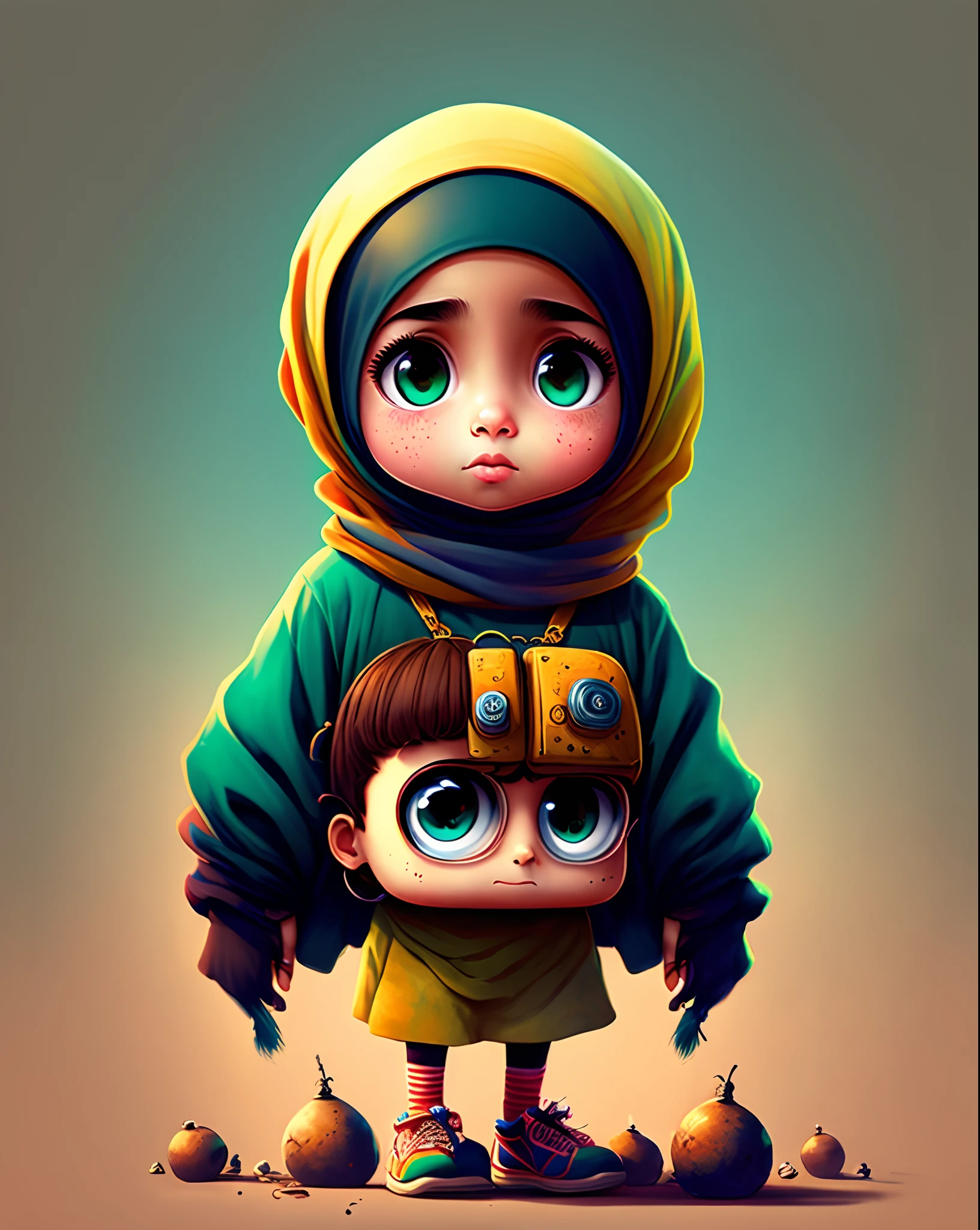 Pixar art style Islamic with a bomb