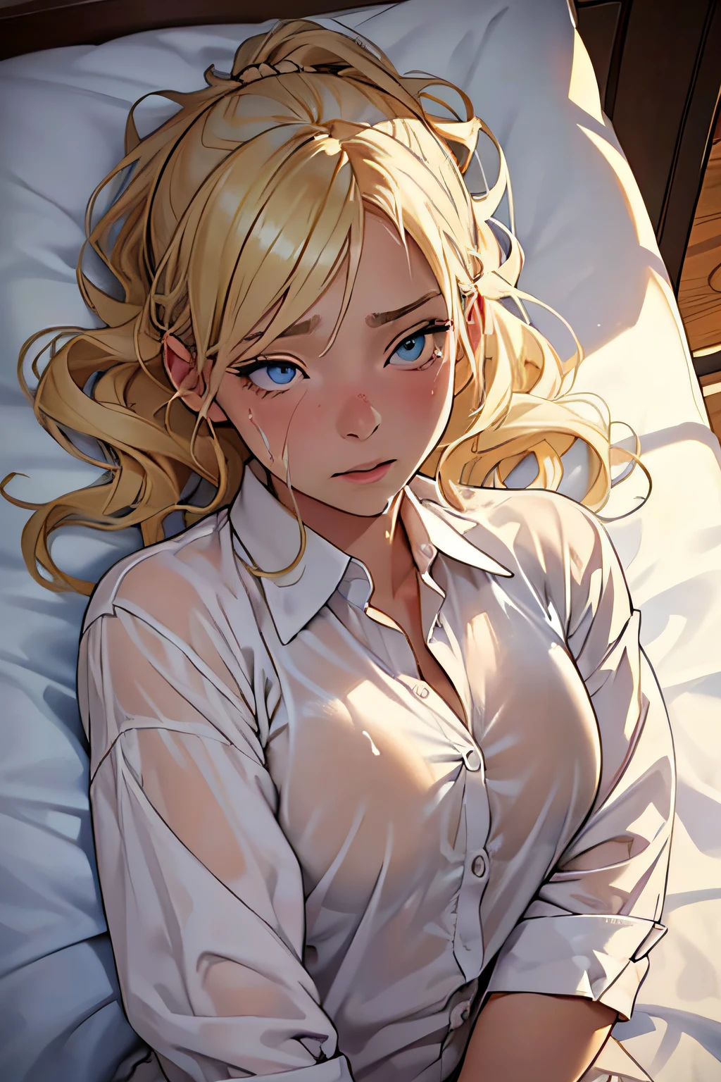 ((32-year-old American woman)), Suit Clothing、Blonde hair、at hotel's room、Blue eyes、Everyday clothes、((embarrassed from))、Liquid dripping on the lower body、((Lie face up and trip)） ,Love juice,,Forced orgasm,Squirt,Penetration ,Ecstasy,aint,Ahe face