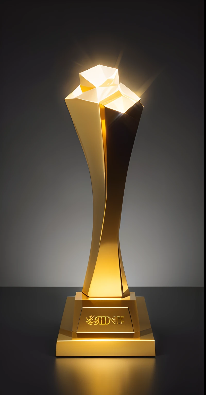 According to the trophy image in the picture，Generate golden trophies，Streamlined shape