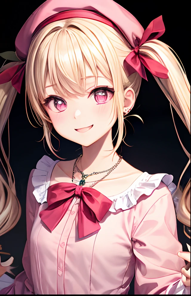 Anime girl with long blonde hair and pink bow tie - SeaArt AI