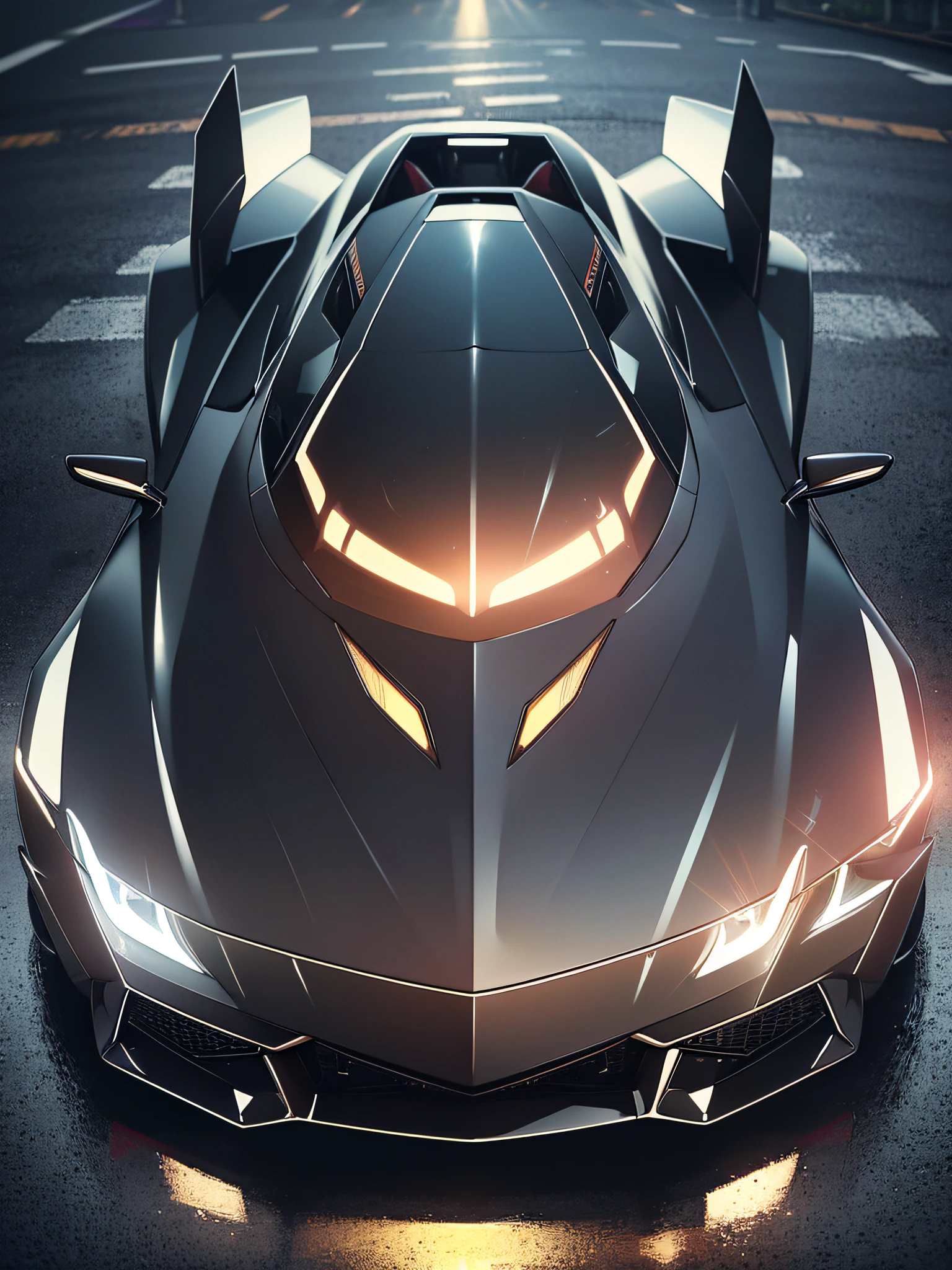 Black Lamborghini Gallardo with open doors, asphalt with water making the perfect reflection, streetlights with perfect lights for the scene, {extremely detailed 8k CG unit wallpaper}, expansive landscape photography, (a view from below with focus on the character and in scenery), (wide open field view), (low angle shot), (high light: 1.9), (low light: 1.5), (warm light source: 1.4), complex details, (iridescent colors: 1.6), (bright lighting), (atmospheric lighting), Dreamy, epic