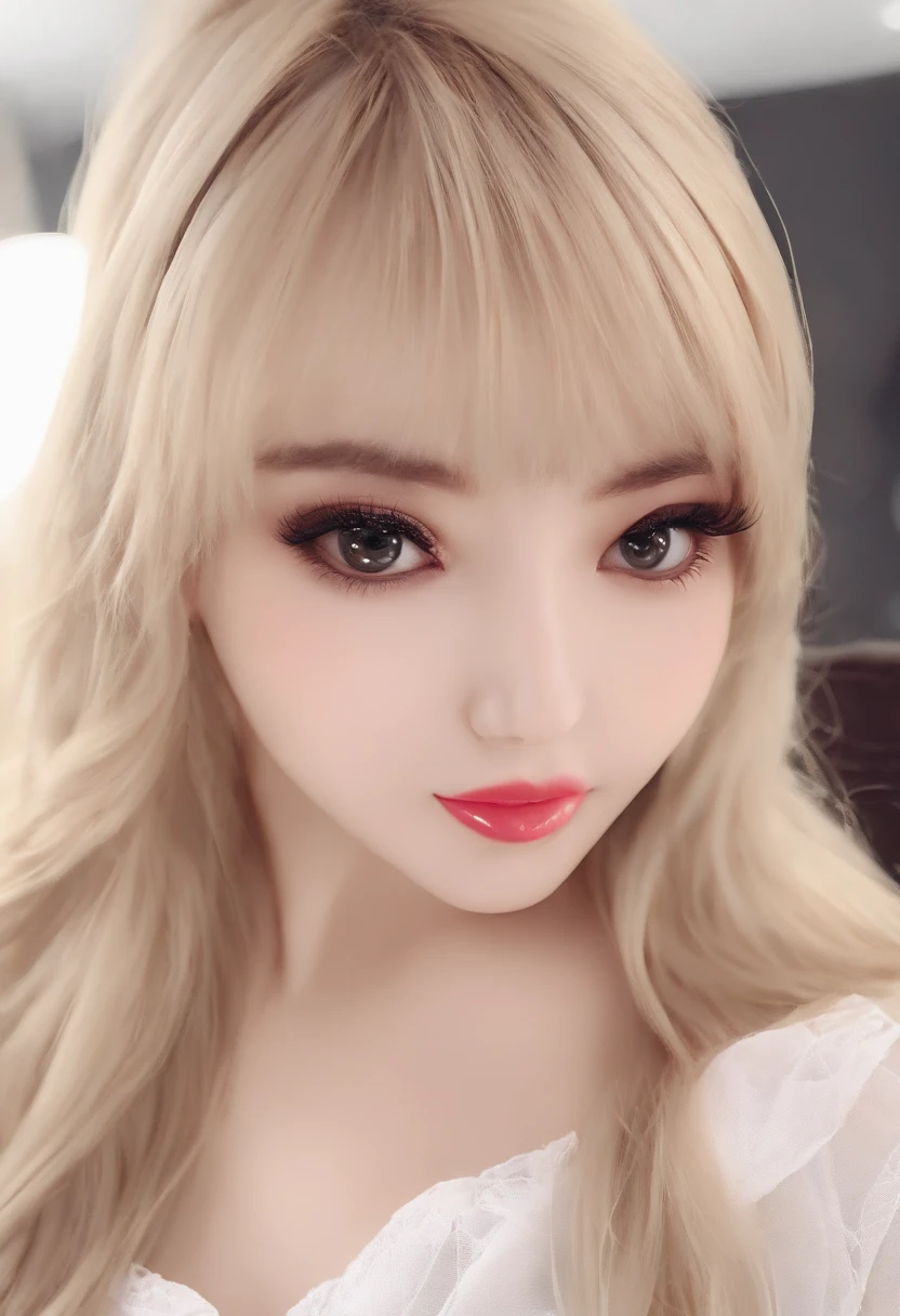 (realistic、masterpiece、Best Quality、8K、highres、high resolution:1.3)、1 girl、Huge breasts、white bikini、pale white skin、looking at viewers、super fine face and eyes、long hair、indoor、 upper body、