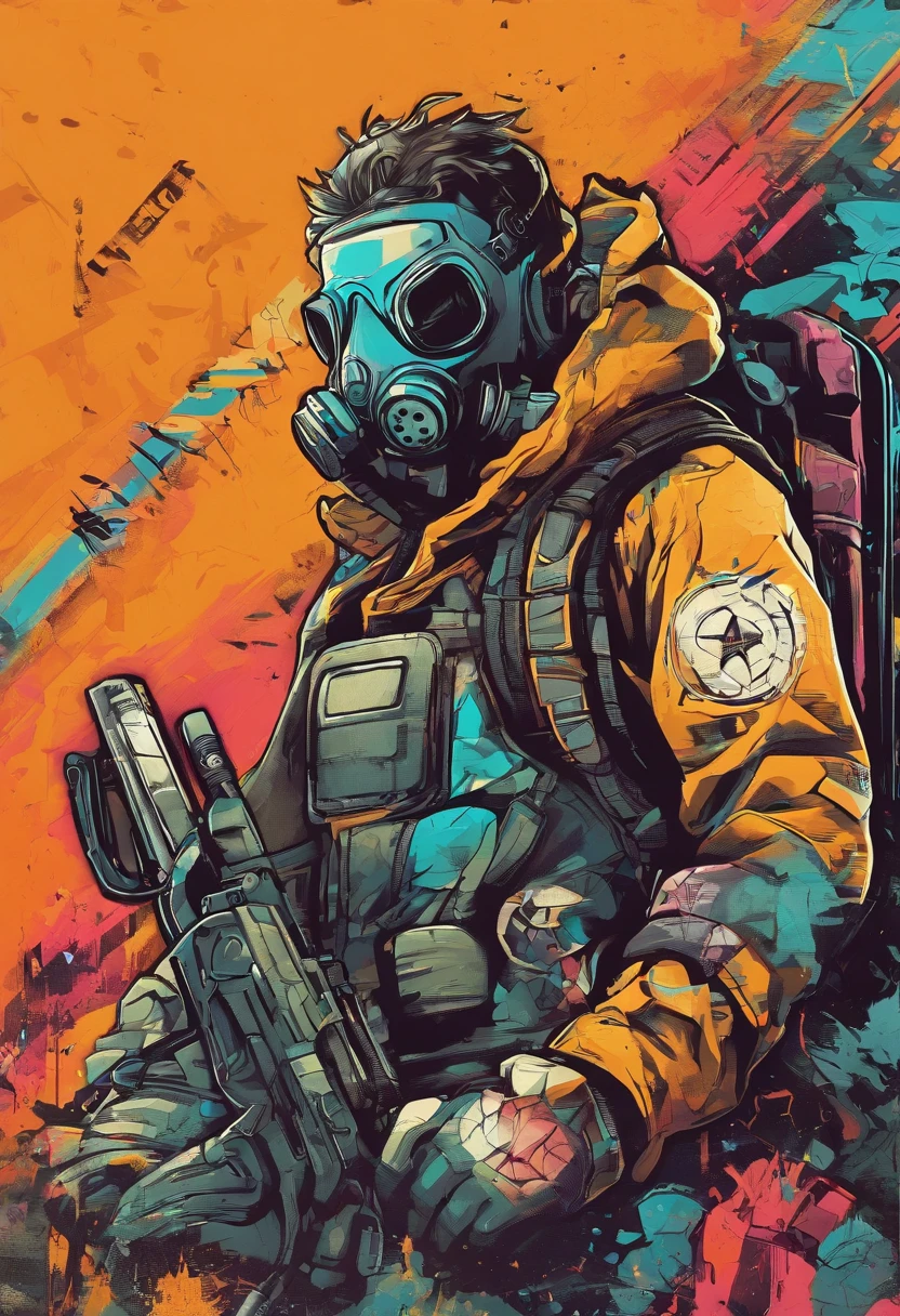 A cartoon character of a man with a gas mask and a gas mask in, foto de perfil 1024px, estilo de arte borderlands, borderlands 3 estilo, Aetherpunk realista, from valve, estilo borderlands, estilo de arte duke nukem, Eldritchpunk, musculoso! Cyberpunk, imagem do avatar, foto de perfil, Velho Cyberpunk, foto do perfil, imagem de perfil