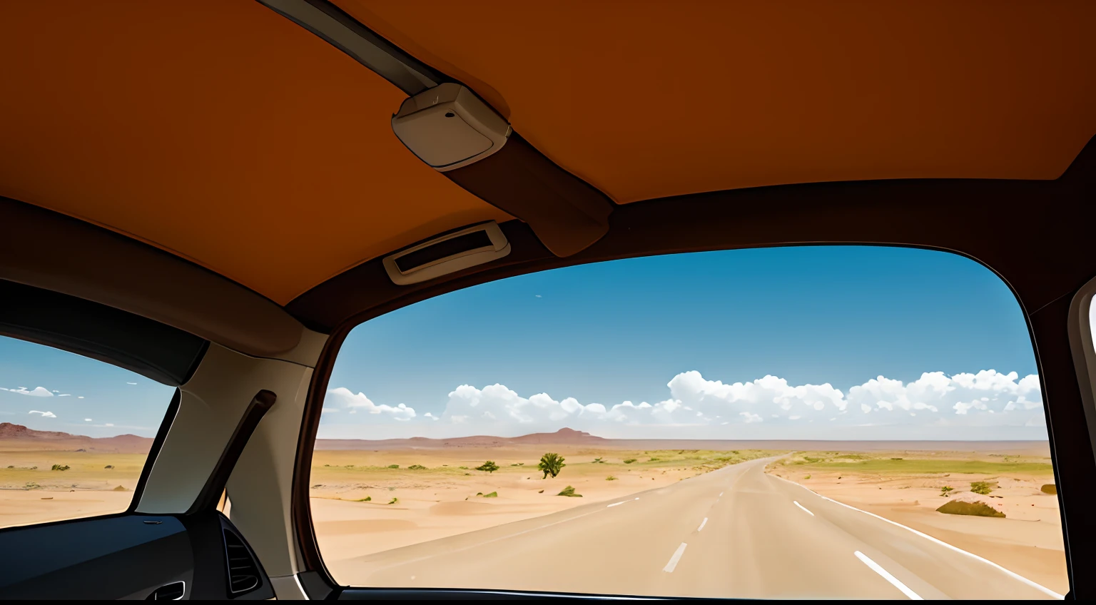 Hay un largo camino en carretera, desierto