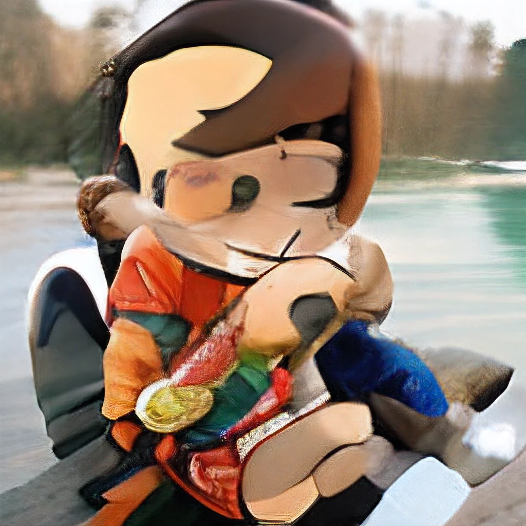 Cartoon boy sitting on a log by the river with a stick, lovely digital painting, cartoon digital painting, digital cartoon painting art, childrens art in artstation, Cartoon Art Style, Cute detailed digital art, Cartoon Art Style, Cute cartoon character, Cartoon style illustration, adorable digital art, Realistic anime 3 D style, Detailed fanart, Fanart, Digital art of cartoons