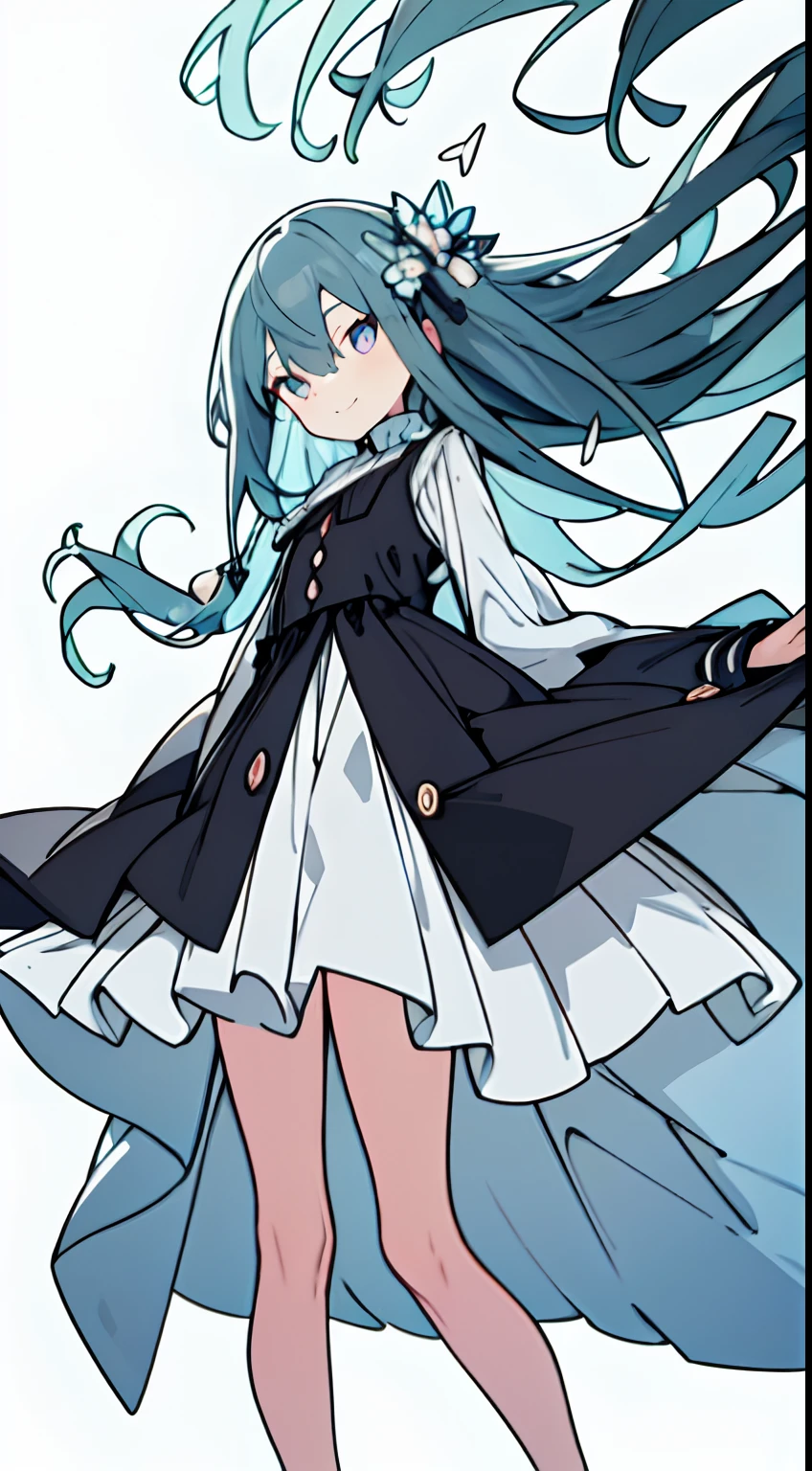 masuter piece, Best Quality,32K、Wallpaper, ultra -detail, Absurd beauty, 1Beautifulwoman、Pupils of large eyes、Hair fluttering in the wind、slender long legs、Smaller head、miscievous smile、Angle looking up from below