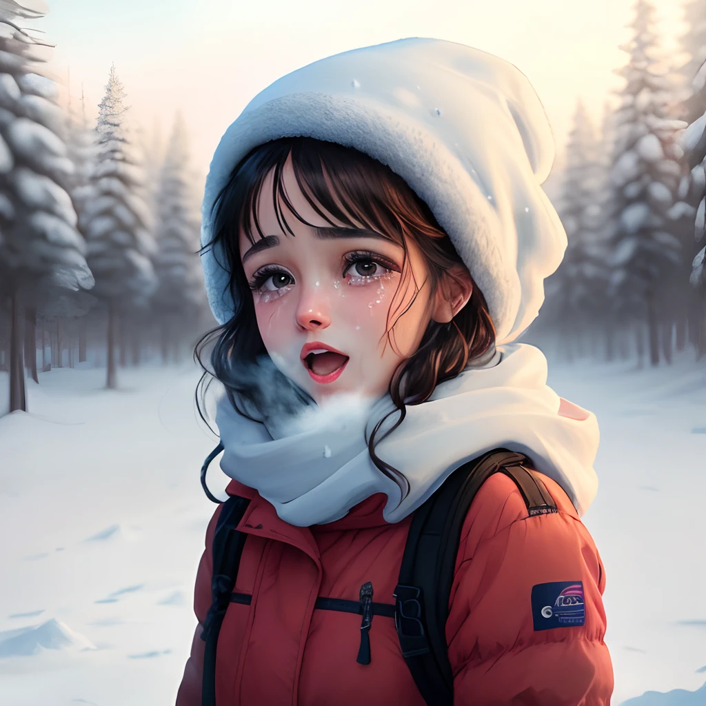 Mirella 10 anos de idade,mulher negra, encaracolado, Medium length hair without combs,pelada,nua,Ajoelhado na neve no meio de uma floresta de inverno, posing for the camera,floresta nevada,It's cold,Nevando,cara bonita,Congela, Lips turn blue, corpo magro,pernas torneadas,vapor da boca,tears in my eyes, Um olhar infeliz,Mascara dripped from my eyes ,choro, desesperado, olhar assustado ,neve profunda, Snowflakes are falling,Steam is coming out of the mouth,o corpo fica vermelho ,frio, Teary, Hysterical, strokes,