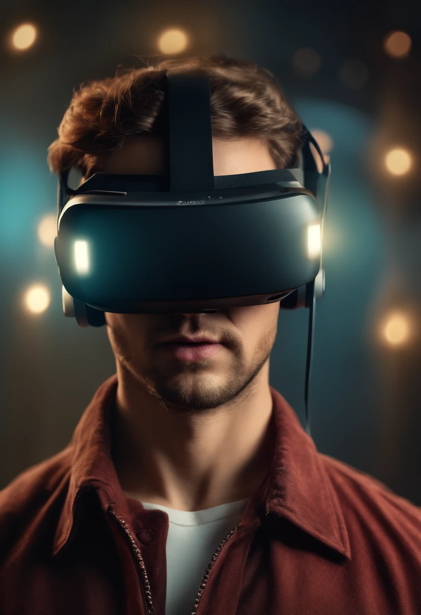 (best quality,highres:1.2),ultra-detailed,(realistic,photorealistic,photo-realistic:1.37),man wearing virtual reality headset,faulty effect,high resolution image.