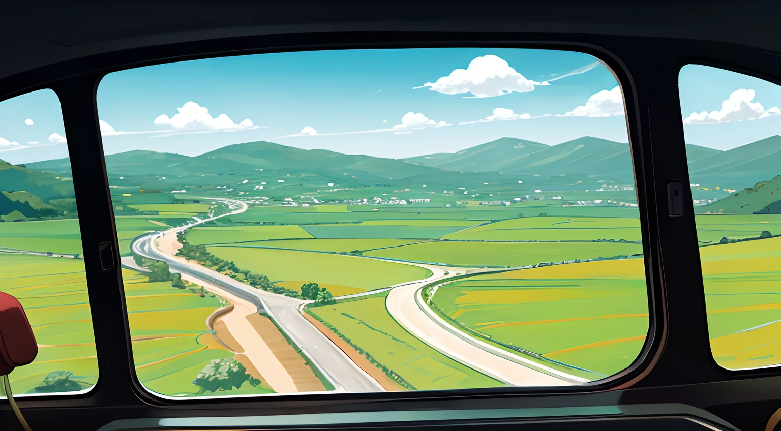 Landscape from a car window, asientos vacios