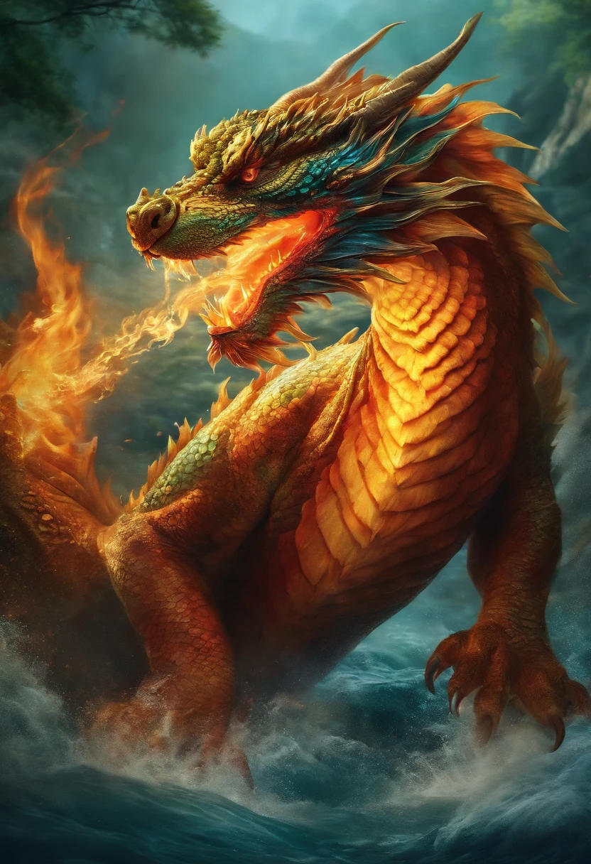 water dragon fight with fire tiger style chinese