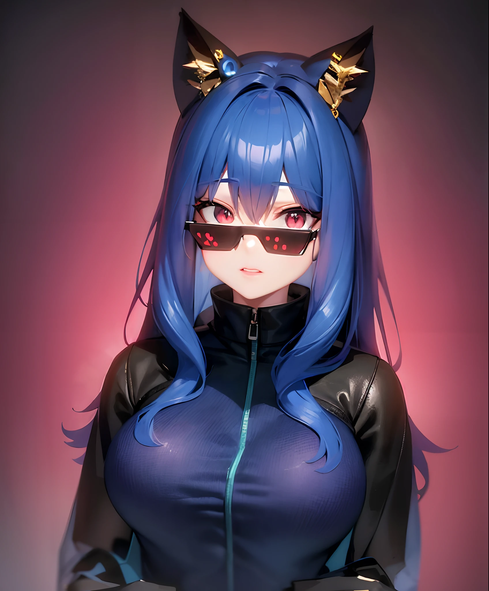Anime - Mulher estilo com cabelo azul e orelhas de gato usando uma roupa preta e azul, anime moe artstyle, anime estilo 3d, anime estilizado, estilo anime. 8k, mika kurai demon, gato anime, feito com anime painter studio, renderizado em sfm, menina do gato, menina gato atraente, gato anime bonito, badass anime 8 k