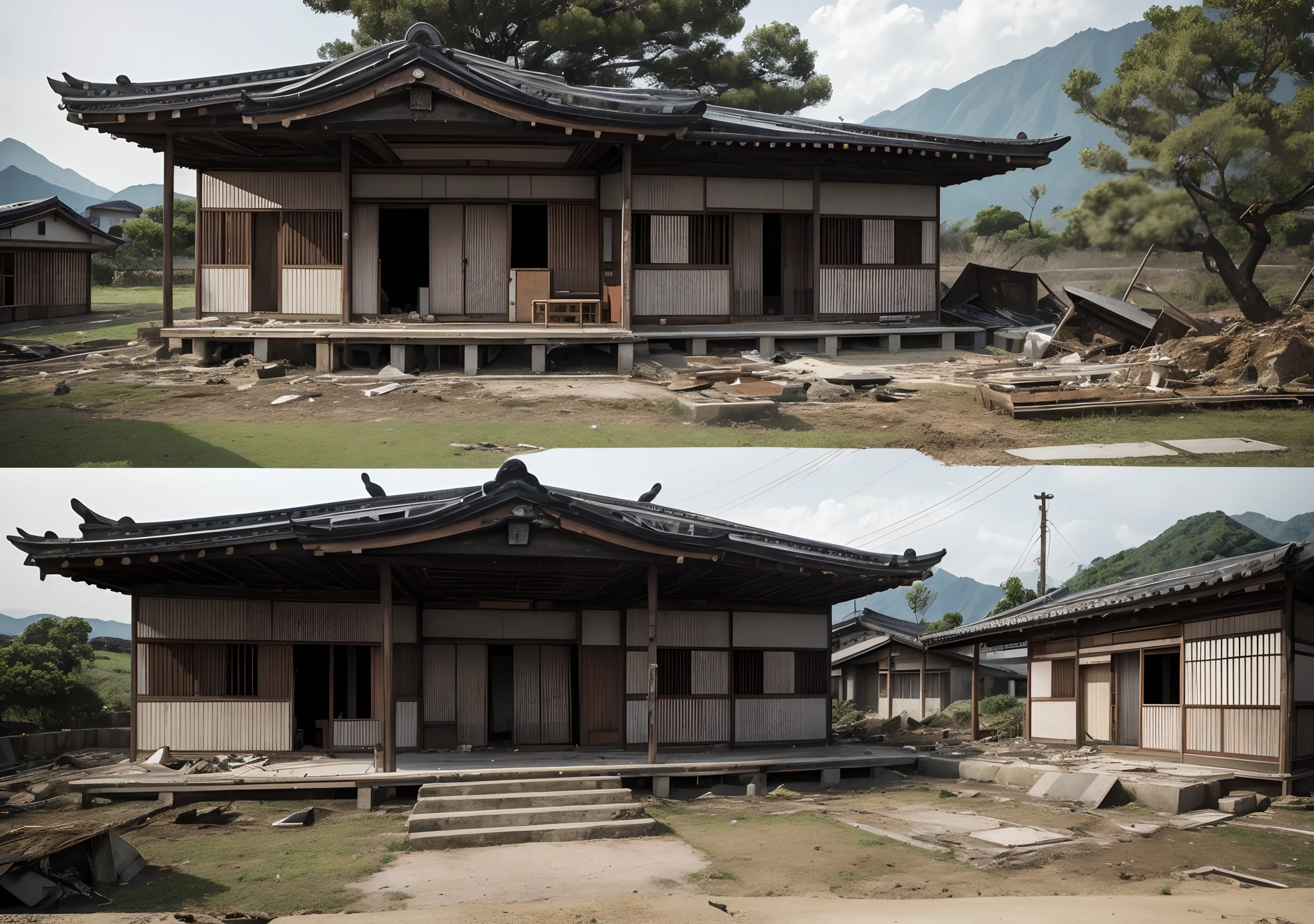 casa, house destroyed, catastrophe, campo, rural, Dilapidated house, casa Japonesa, ..3d, Ultra HD |, obra prima, Japan Field, rural japan, calamidade, destruction, house destroyed