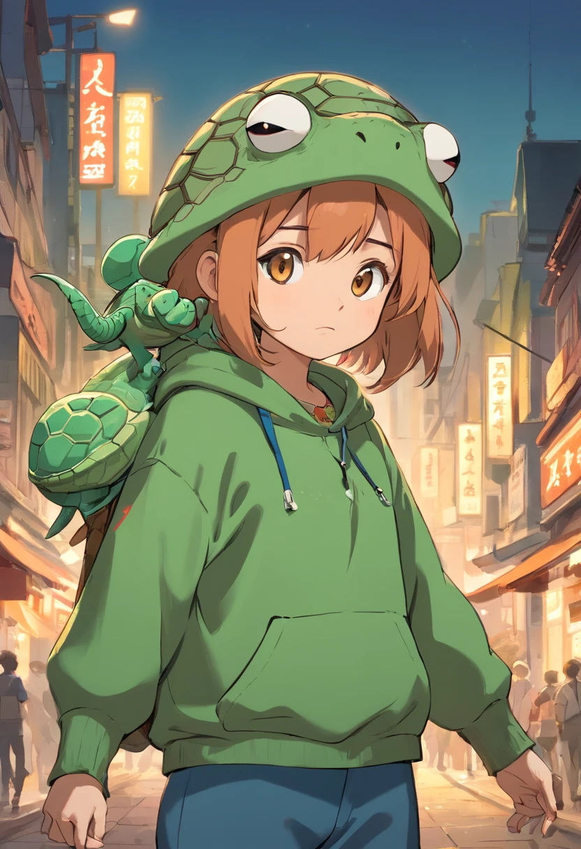 ((foto crua)), ((obra-prima)), Anthropomorphic humanoid turtle wearing modern clothes, capuz, pose fisiculturista, Intimidador, Furioso, angry expression, Intimidante