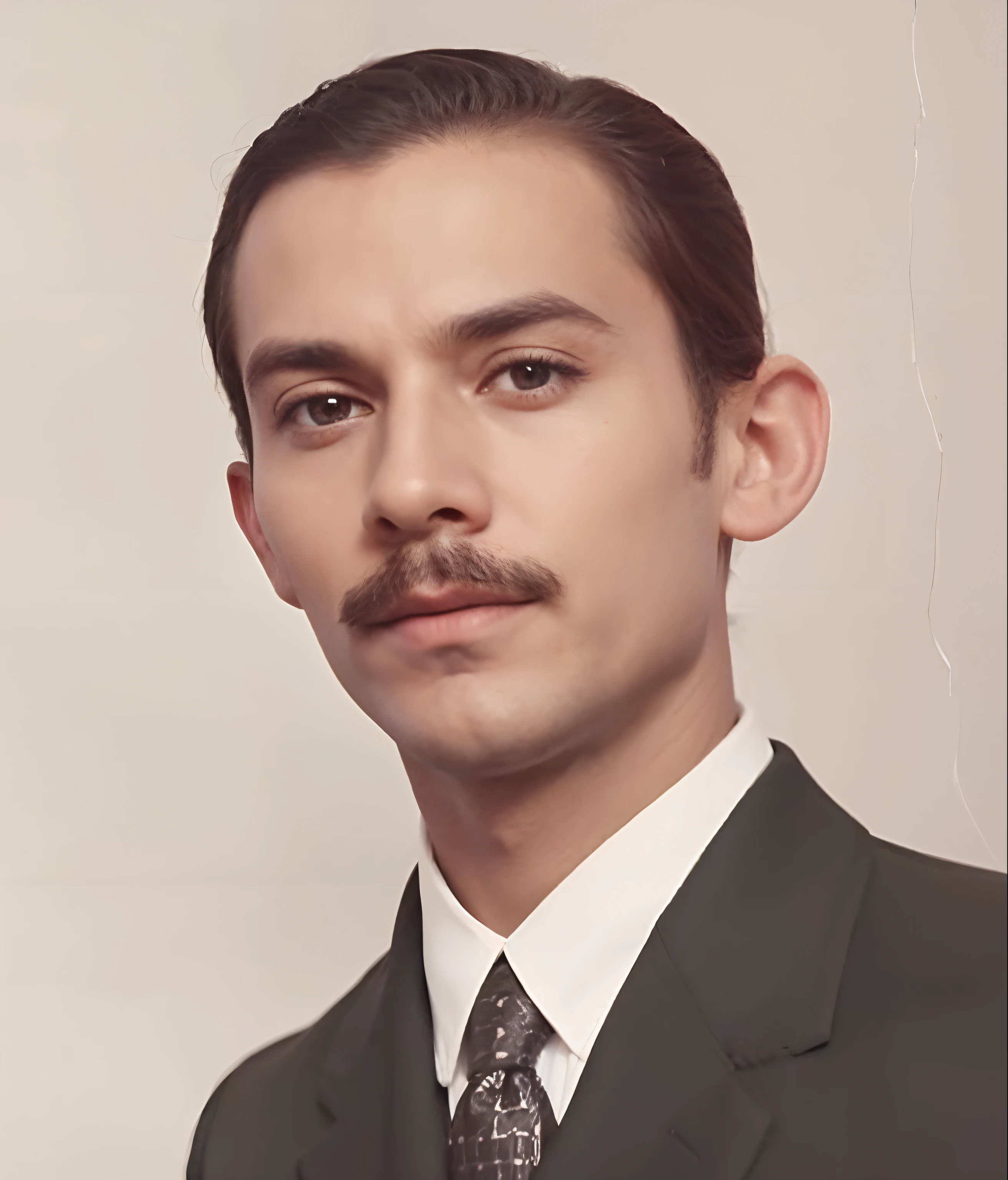 Homem elegante ao redor de 30 anos com pouco cabelo e usando um bigode comum no Brasil nos anos de 1930.
