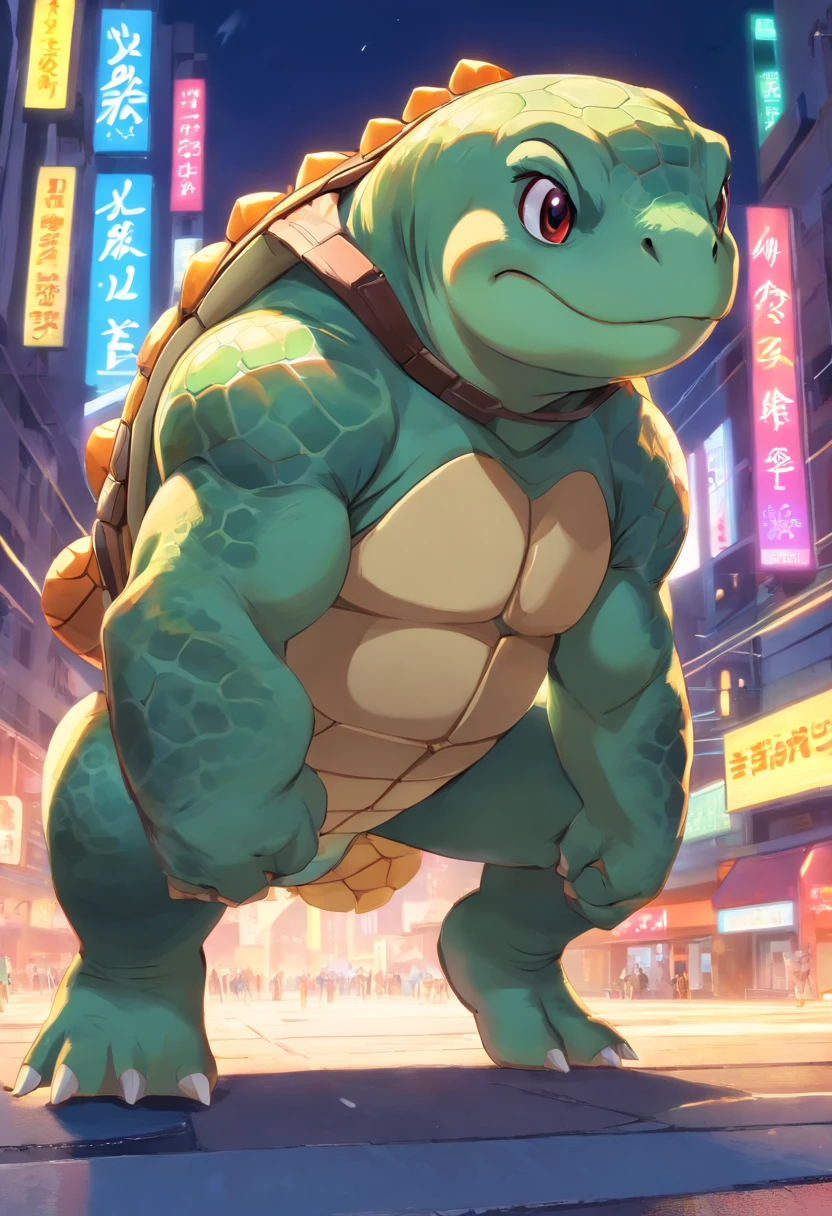 ((foto crua)), ((obra-prima)), Anthropomorphic humanoid turtle, corpo musculoso, muscular arms, small head, Ogro monstruoso, Titan, arm crossed, pose de batalha, angry expression, Raivosa, Titan Turtle
