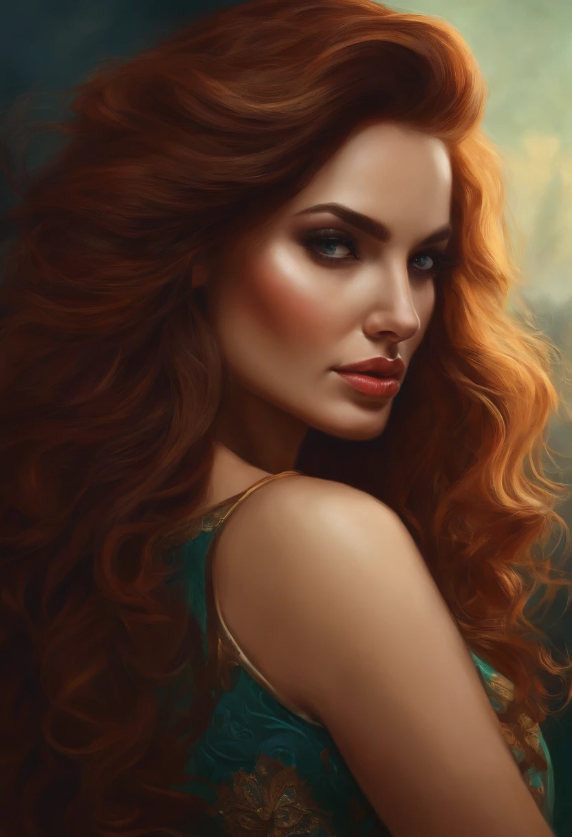 (best quality, vivid colors, realistic, ultra-detailed), naked sensual girl with big breasts and an hourglass figure, Inverted, oil painting, detailed facial features, flowing long hair, alluring gaze, soft skin, confident expression, pink-toned lighting, surreal background, dreamlike atmosphere