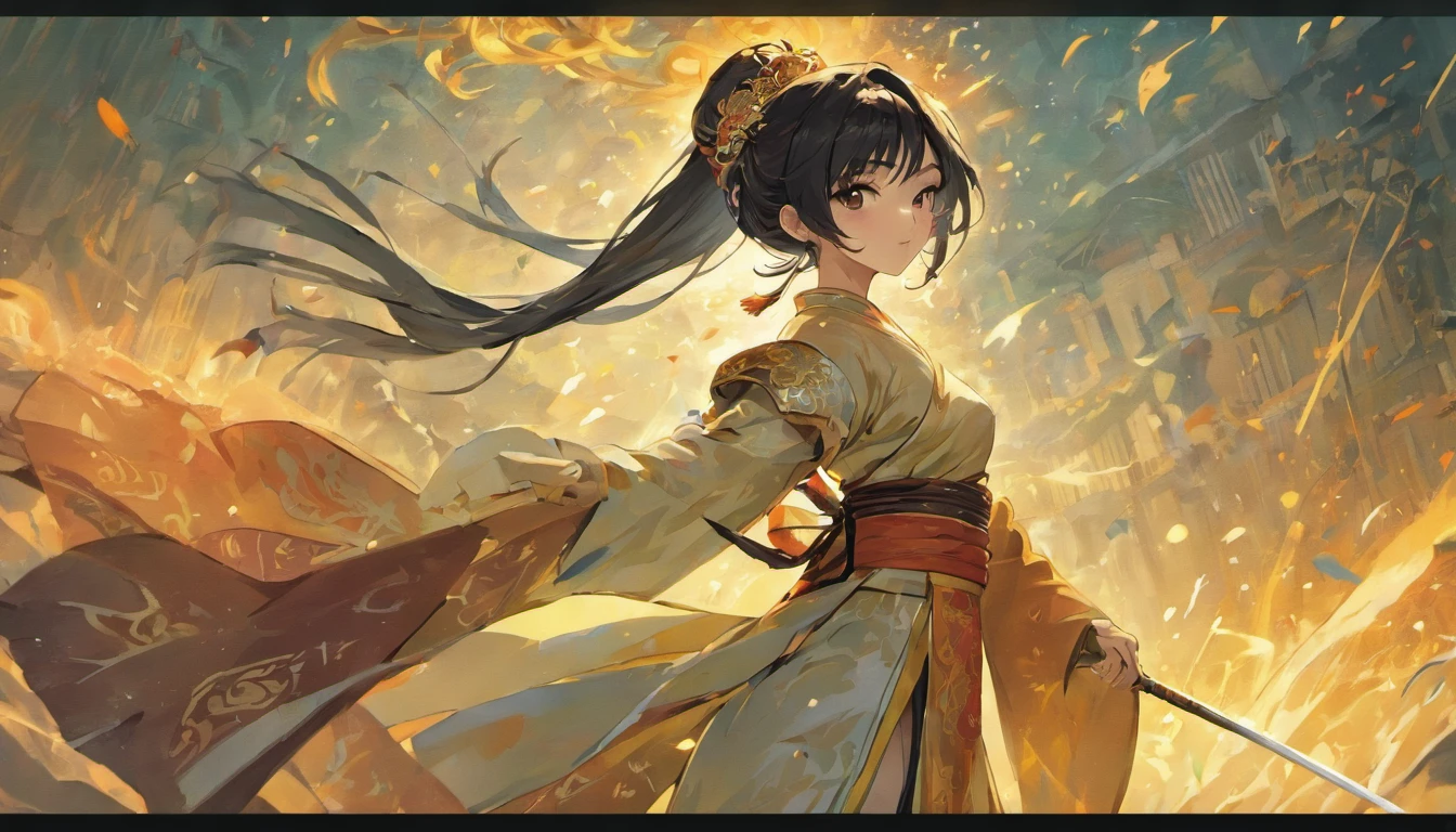 (tmasterpiece，High picture quality，Beautiful face，Oriental women，Eastern warriors，gallant woman，swordsmen，a matural female，Exquisite eye and facial details，Stand tall，Fairy-like appearance。，Beautiful embryos，Tulle cloth like white，Cloth boots and over-the-knee stockings display，Hanfu，Ancient wind，There is a slight smoke and mist around，Long black hair，Stunning beauty，Tallbody，Rich scene detail，Action，Wide buttock，Thick thighs)