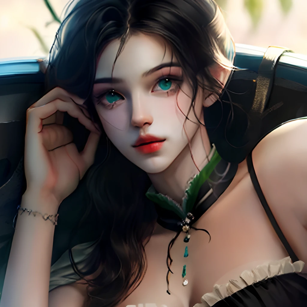 Black hair , slender , green eyes male