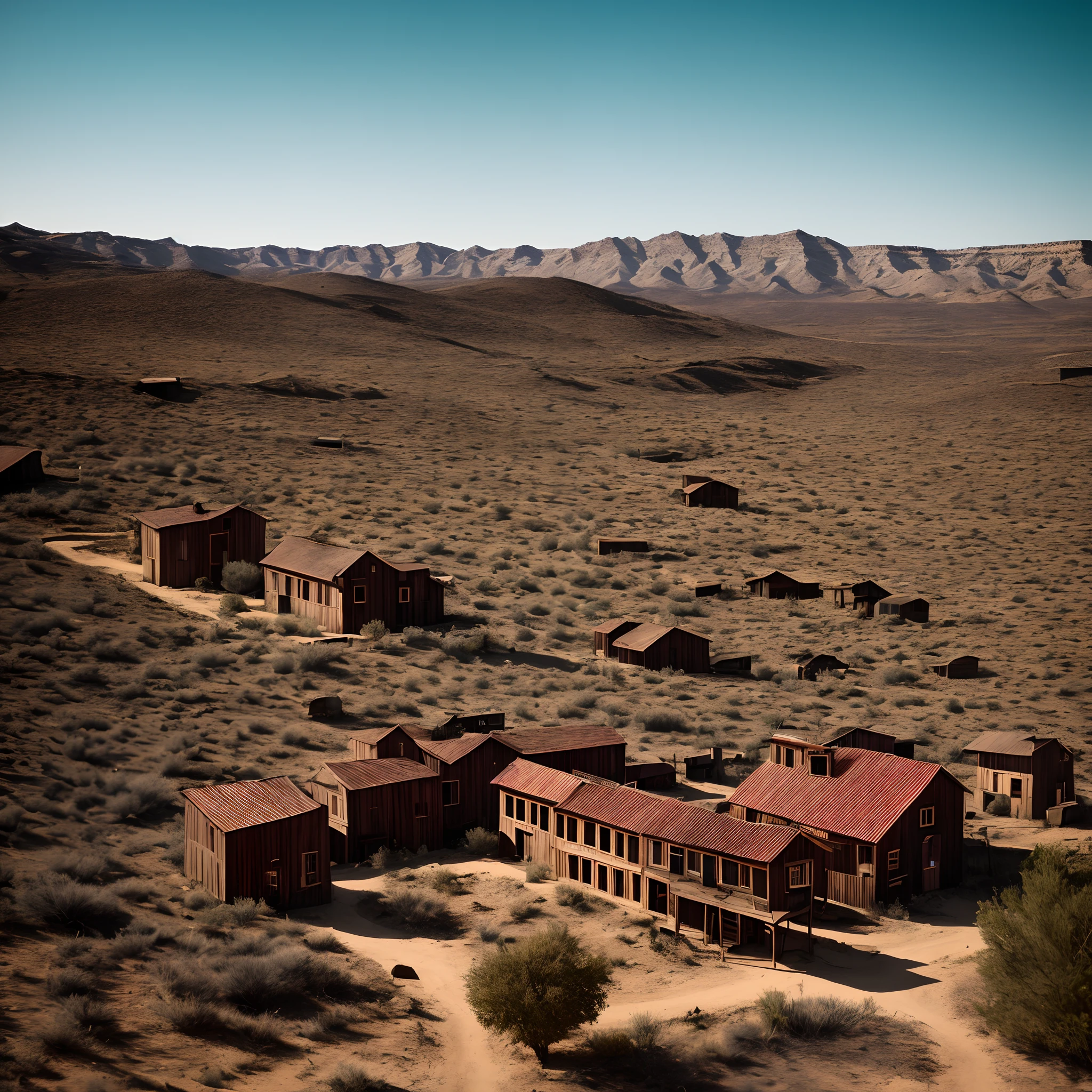 Gothic architecture mixed with old western ghost town in a dark fantasy