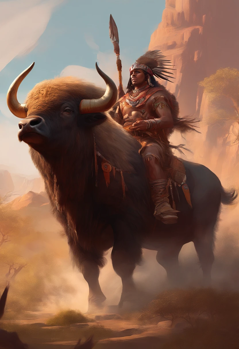 Chief Osceola riding a buffalo