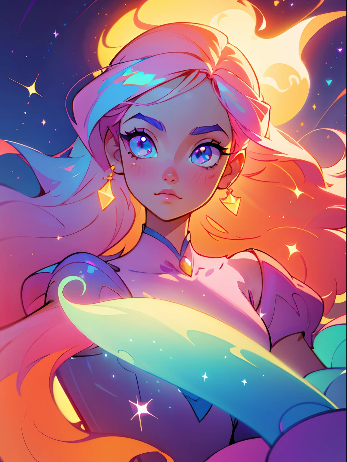 beautiful girl,best quality,ultra-detailed,realistic,naked model,natural lighting,,seductive pose,,soft and sensual,exquisite curves,artistic nude,subtle sensuality,masterpiece:1.2, puffy tiered ballgown, vibrant pastel colors, (colorful), glowing golden long hair, magical lights, sparkling magical liquid, inspired by Glen Keane, inspired by Lois van Baarle, disney art style, by Lois van Baarle, glowing aura around her, by Glen Keane, jen bartel, glowing lights! digital painting, flowing glowing hair, glowing flowing hair, beautiful digital illustration, fantasia background, whimsical, magical, fantasy, ((beautiful face)), ((masterpiece, best quality)), intricate details, highly detailed, sharp focus, 8k resolution, sparkling detailed eyes, liquid watercolor, sexy, nude, sensual, skin