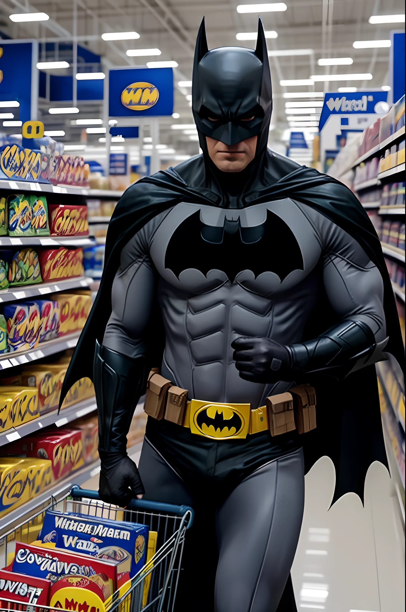 Batman shopping at a wal-mart