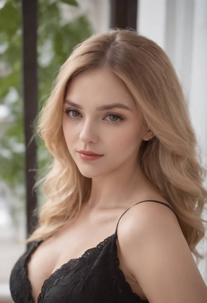 Raw photo, 24 years girl、Sexy Cute、perfectly proportions、Skeletal best、masterpiece、hight resolution、Workwear for the workplace,Beautiful blonde girl,Long legs,black pantyhoses,high-heels, Large cleavage、a beautiful italian girl (High detailed skin:1.2),、beautiful thigh、Bright lights in Positano、romantic、While looking at the camera、embarrassed from、Italian beauty of the world、Silvia、a blond、 Digital SLR, Soft lighting, High quality, FujifilmXT3、Film Lighting、Dramatic、Golden wavy hair flutters all over her body、A slight smil、Colossal tits 、European、Sexy and dramatic
