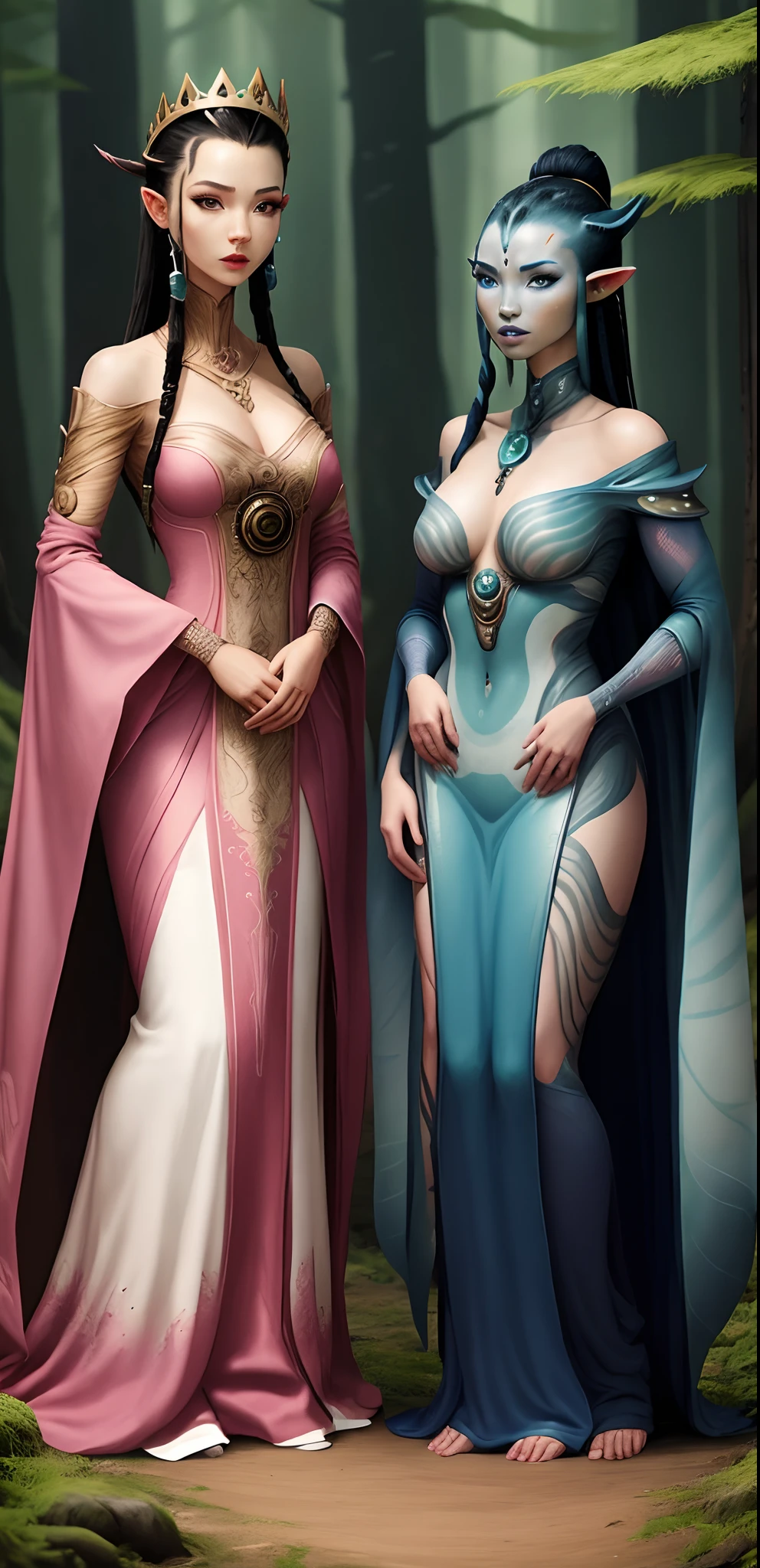 Avatar Aliens King full Body and queens with forest