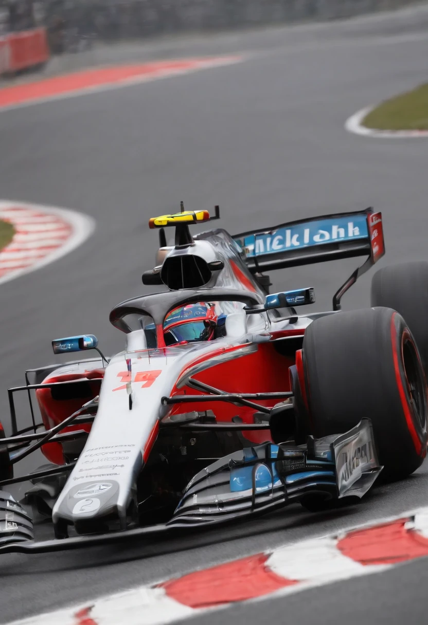 (a fast-paced F1 race,high-speed racing,action-packed race,crowded F1 circuit),vivid colors,sharp focus,extremely detailed cars,exciting moments,ultra-detailed racetrack(lightning-fast turns and straights,complex track layout),spectacular crashes and near misses,wheel-to-wheel battles,adrenaline-fueled competition,fast and furious,professional drivers,curved tires(masterpiece:1.2),carbon fiber chassis,helmeted drivers,portraits of F1 champions,blurred motion,unpredictable weather conditions,maneuvering through rain and fog,engine noise and roaring crowd,grandstands filled with cheering fans,celebration on the podium,champagne spraying,ultra-detailed pit stops,high-tech telemetry data,photorealistic renders(studio lighting,physically-based rendering),panoramic view of the race(trackside view,overhead shot,driver's perspective),racing in iconic locations (Monaco,Monza,Silverstone),race cars zooming past the camera,high-res photographs of historic races,fast-paced editing and dynamic composition,visionary concept art of futuristic F1 cars,close-up shots of the driver's eyes,adrenaline rushing through veins,long straightaways and tight corners,high-octane fuel running through the veins of the cars,effortless speed,mechanical precision,thrilling overtakes,exquisite aerodynamic design,mechanics working in the pits,triumphant champions crossing the finish line.