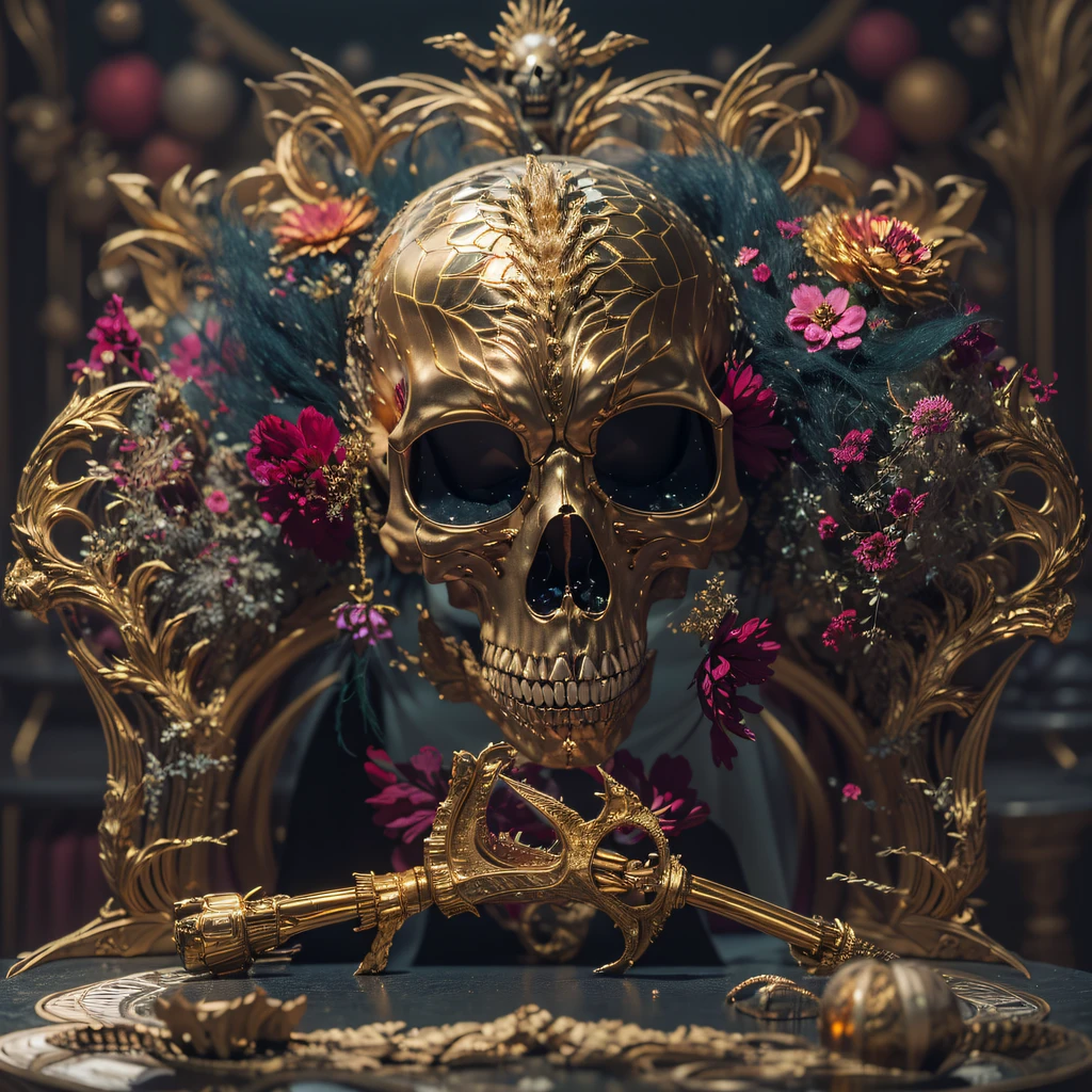Crocodile pond，32K（tmasterpiece，k hd，hyper HD，32K）Burgundy double ponytail，flower stick，Indigo Skull King ，Hold the heavy wooden steering wheel （The skeleton is realistic：1.4），Crocodile pattern robe，Rusty skull ornaments，Sargin linen cloak，Petals flutter，Dark gold hammered hem，Hold your head high，Be proud，The nostrils look at people，A primary and secondary school student， A high resolution，Xueba， the detail， RAW photogr， Sharp Re， Nikon D850 Film Stock Photo by Jefferies Lee 4 Kodak Portra 400 Camera F1.6 shots, Rich colors, ultra-realistic vivid textures, Dramatic lighting, Unreal Engine Art Station Trend, cinestir 800，Hold your head high，Lateral face，Be proud，The nostrils look at people，Tsundere，Petals flutter，Petals flutter，Crocodiles sprinkled with gold dust，Fluttering，Impeccable，( reasonable design, Clear lines, High sharpness,Best quality, Very detailed skeleton, The skeleton of a masterpiece, offcial art, movie light effect, 8K crocodile skeleton（（（Platinum marble background cloth）））Deep gold sunglasses，side portrait（best qualtiy，8K,Masterpiece）At the time of debut，Only heard, unseen。 That whistle echoed for a long time，It's like a prelude to impending death。 The image of the great evil man penetrates into the hearts of the people in advance，Become everyone's nightmare。 Wait until it appears，Wearing leather，Plus a baseball bat covered with wire，Full of oppression，He also carefully hides his goodwill。 Because goodwill can become a weakness for survival，Hiding goodness is the way to survive in troubled times。 Zombies are not scary，Humans are terrible。 He did it，Both are for their own protection，It is also to protect companions。 good vs evil，Two sides of the seemingly opposite，But in Negan, There are two sides to the same body。 Face the enemy，He was cruel，No mercy。 Face people who want to protect，He is also very gentle and loving。（Soldier head）Tattooed with，Smoke billowed out，thin fog，Moonsnow
