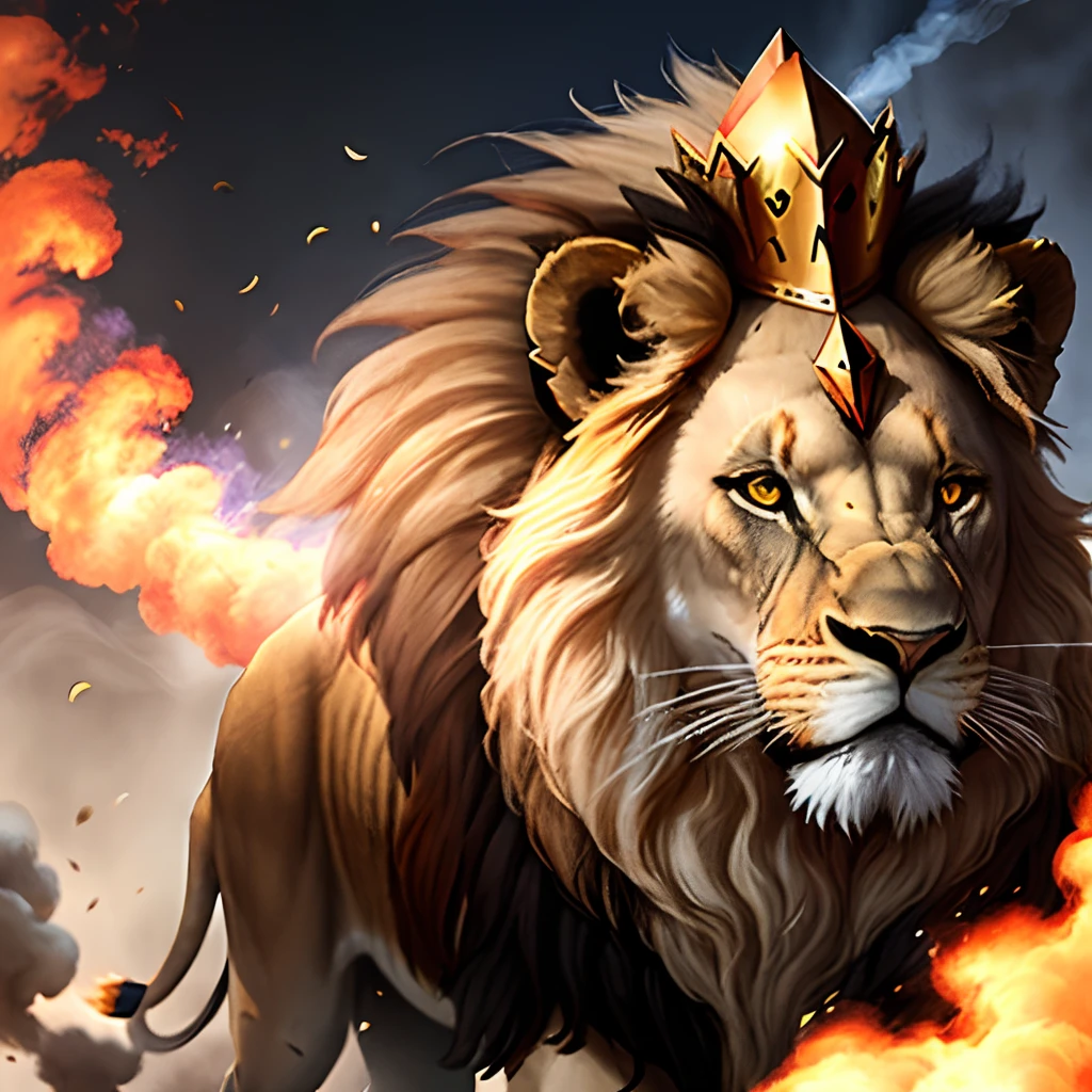 Lion crowned israel with smoke
