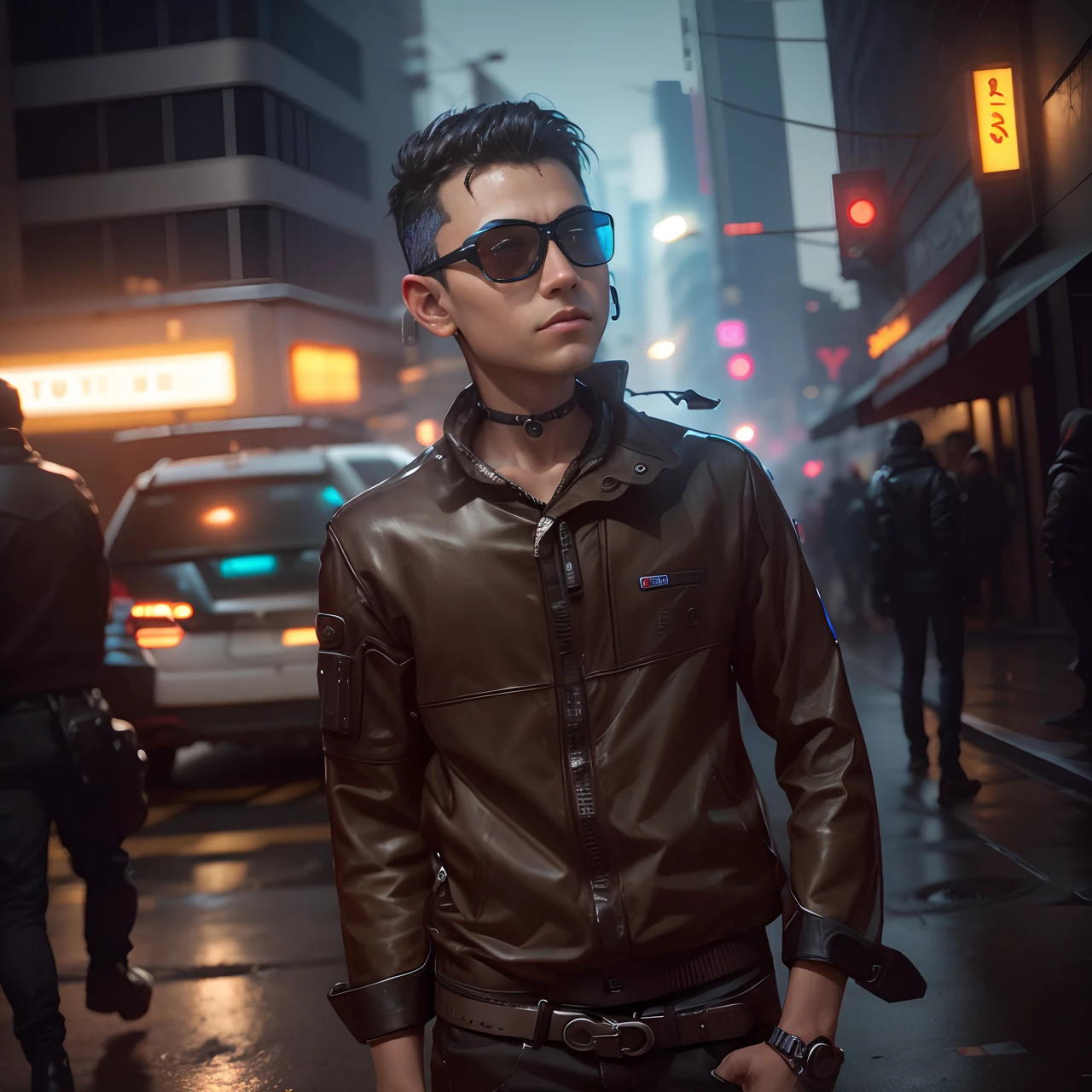 Boy with coffee cyberpunk background realistic face 8k quality ultra hd