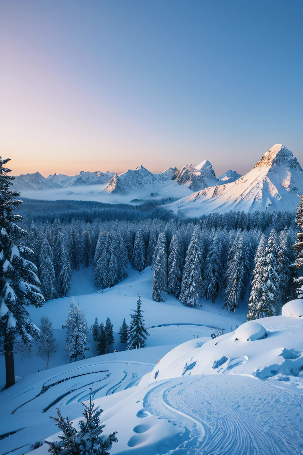 Snowflakes monolithic landscape