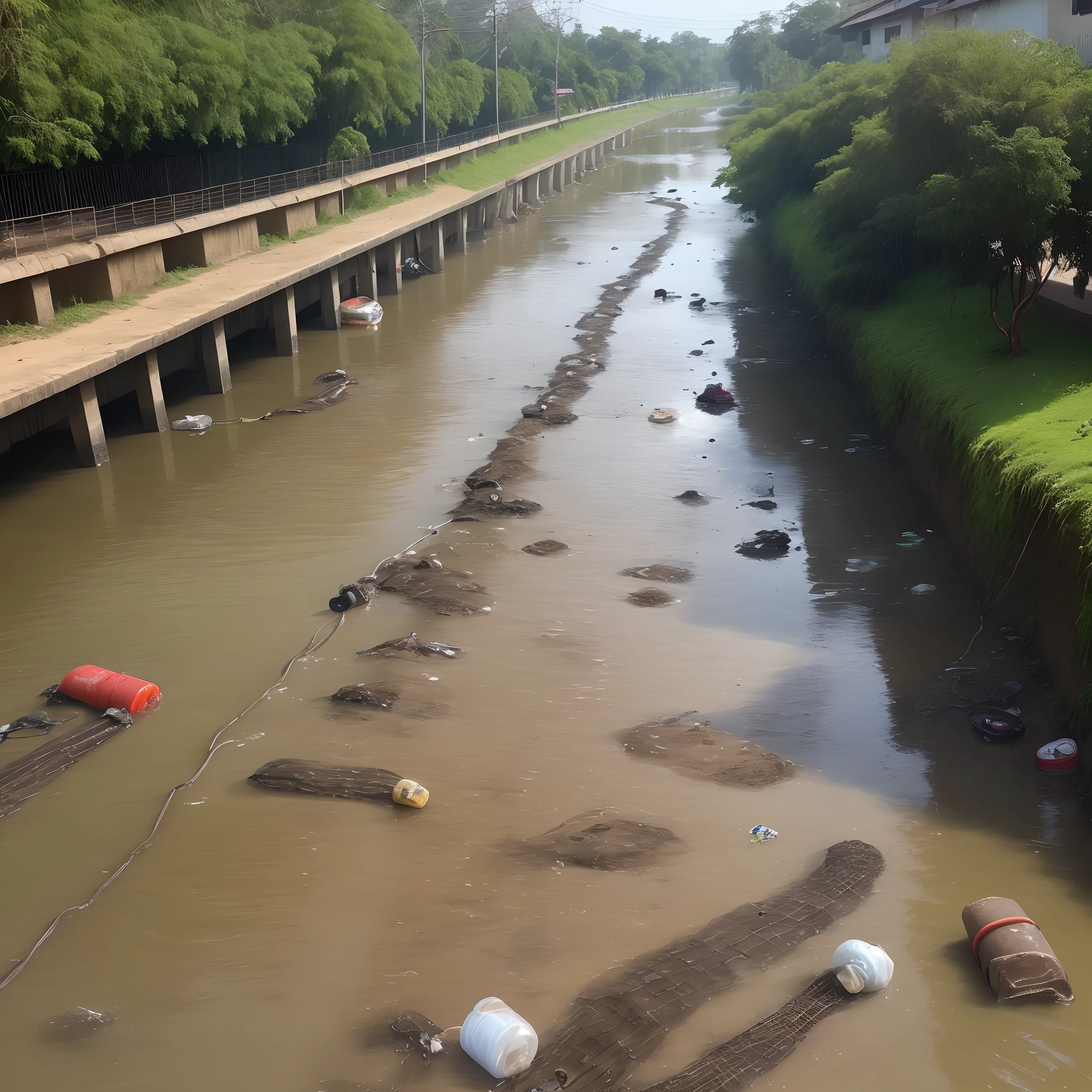Camarajipe River polluted with plastic and sewage