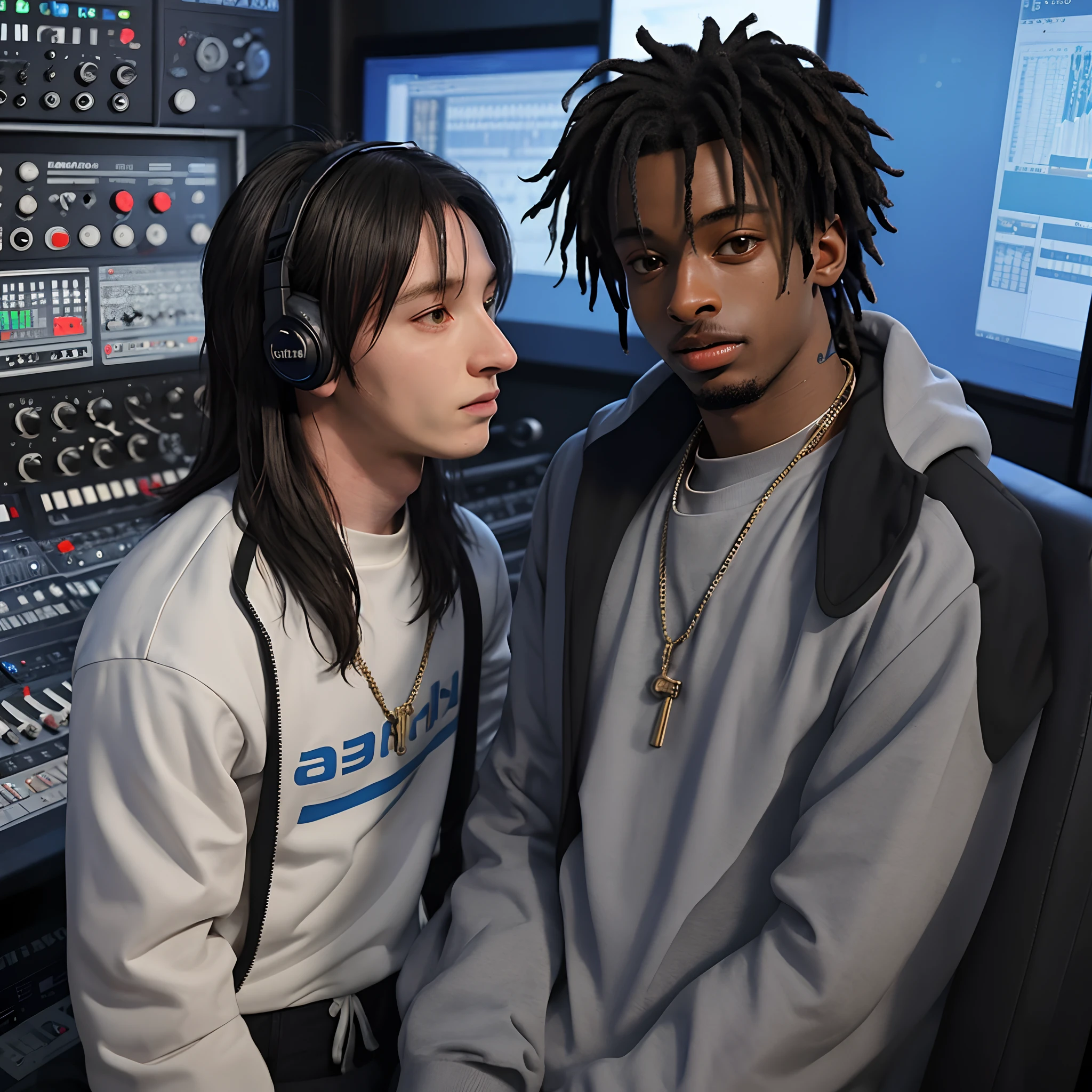Lionel messi and playboi carti in a recording studio