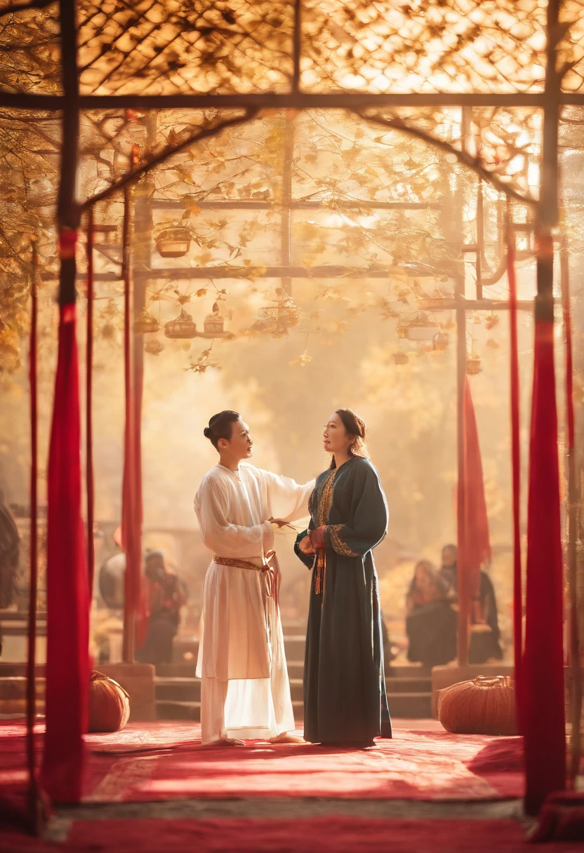 (((A pair of medieval calligraphy characters))),Fu Zi:1.3,The base color is red,Font gold,The four-block diagram is surrounded by auspicious colored clouds,Calligraphy characters hang on the wall,Product graphics,Macro,Master masterpieces,Sony SLR lens,High- sharpness