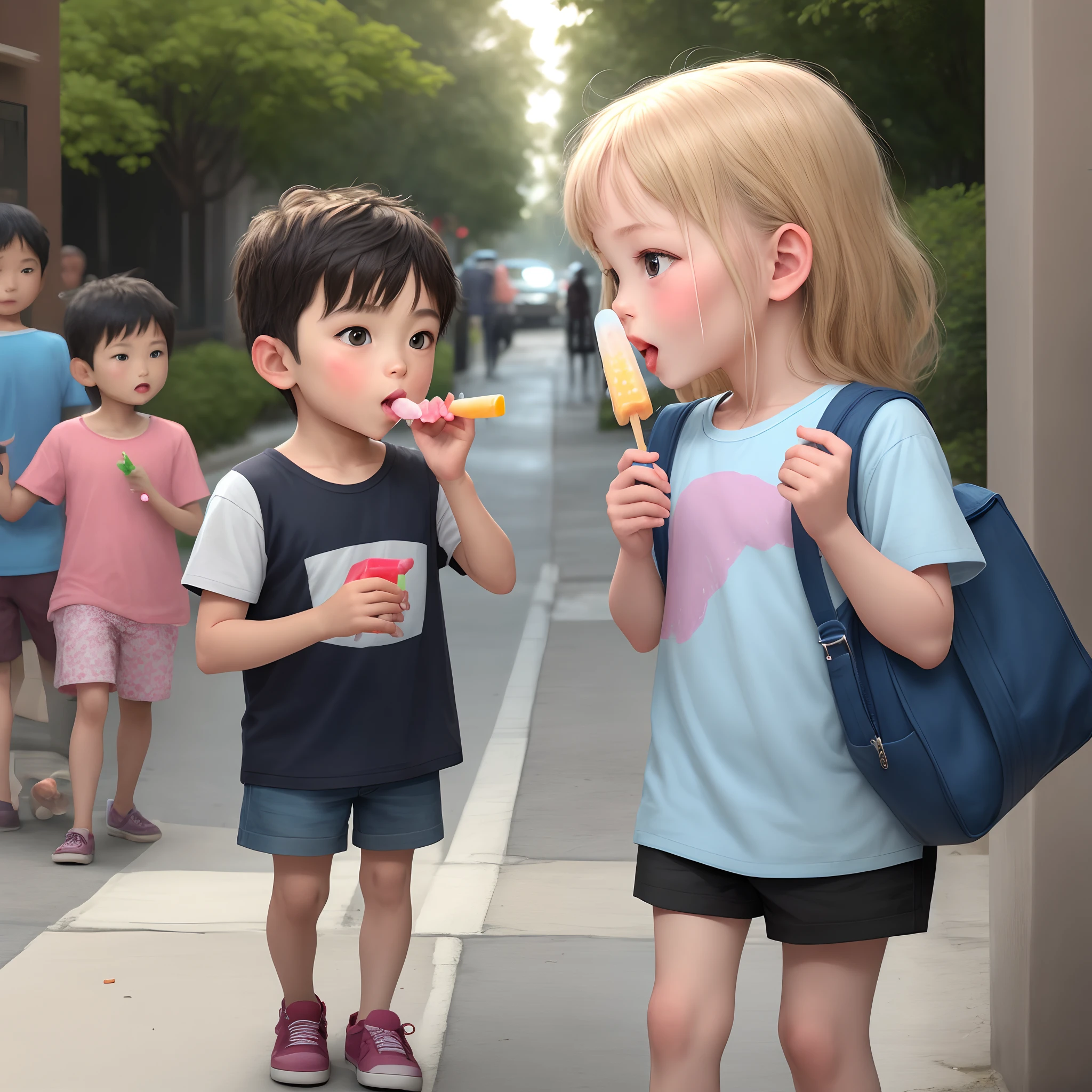 Man giving popsicle to