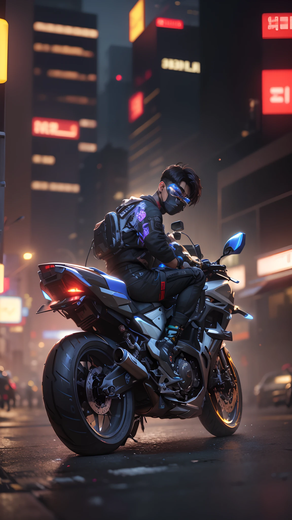 (hiperrealisme:1.1),(detail:1.2)8k,cyberpunk handsome korea boy, realistic face, detail face, 8k, ultra realistic, check background,bokeh