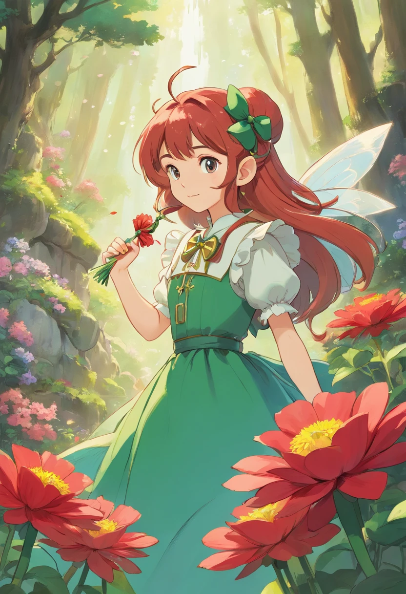 A Princess,Leprechaun,bow ribbon,reddish,flower,elf princess
