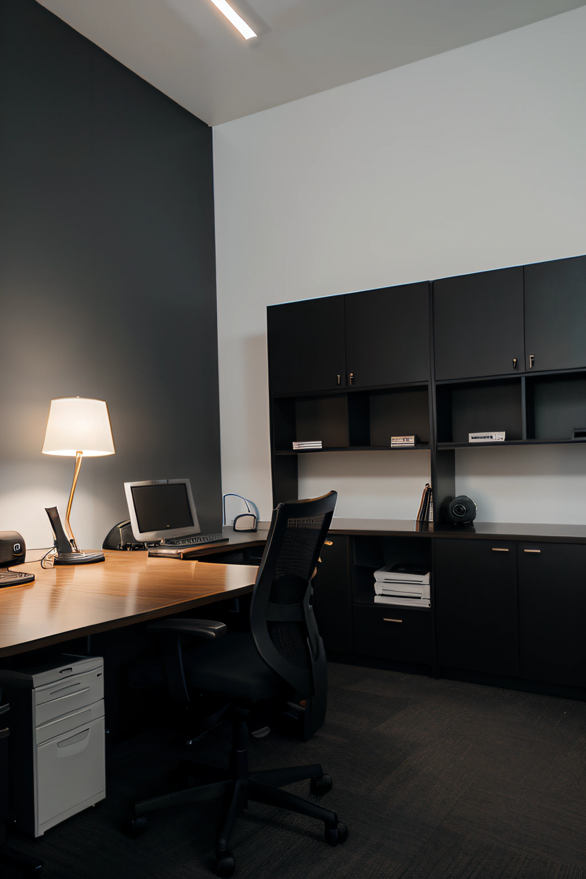 create a background, office, minimalist, tech, dark