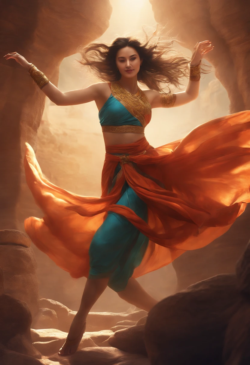 nsfw, (RAW photo, best quality), (realistic, photo realistic: 1.3), best quality, highly detailed, dancing, flying, panorama, vista, smile, shy, floating, levitating, dynamic pose, masterpiece, super detailed, illustration, 1 girl, upper_body, dynamic angle, world masterpiece theater, messy_long_hair, best quality, extremely detailed CG Unity 8k wallpaper, ink, amazing, cinematic lighting, lens_ flare,dunhuang_style,