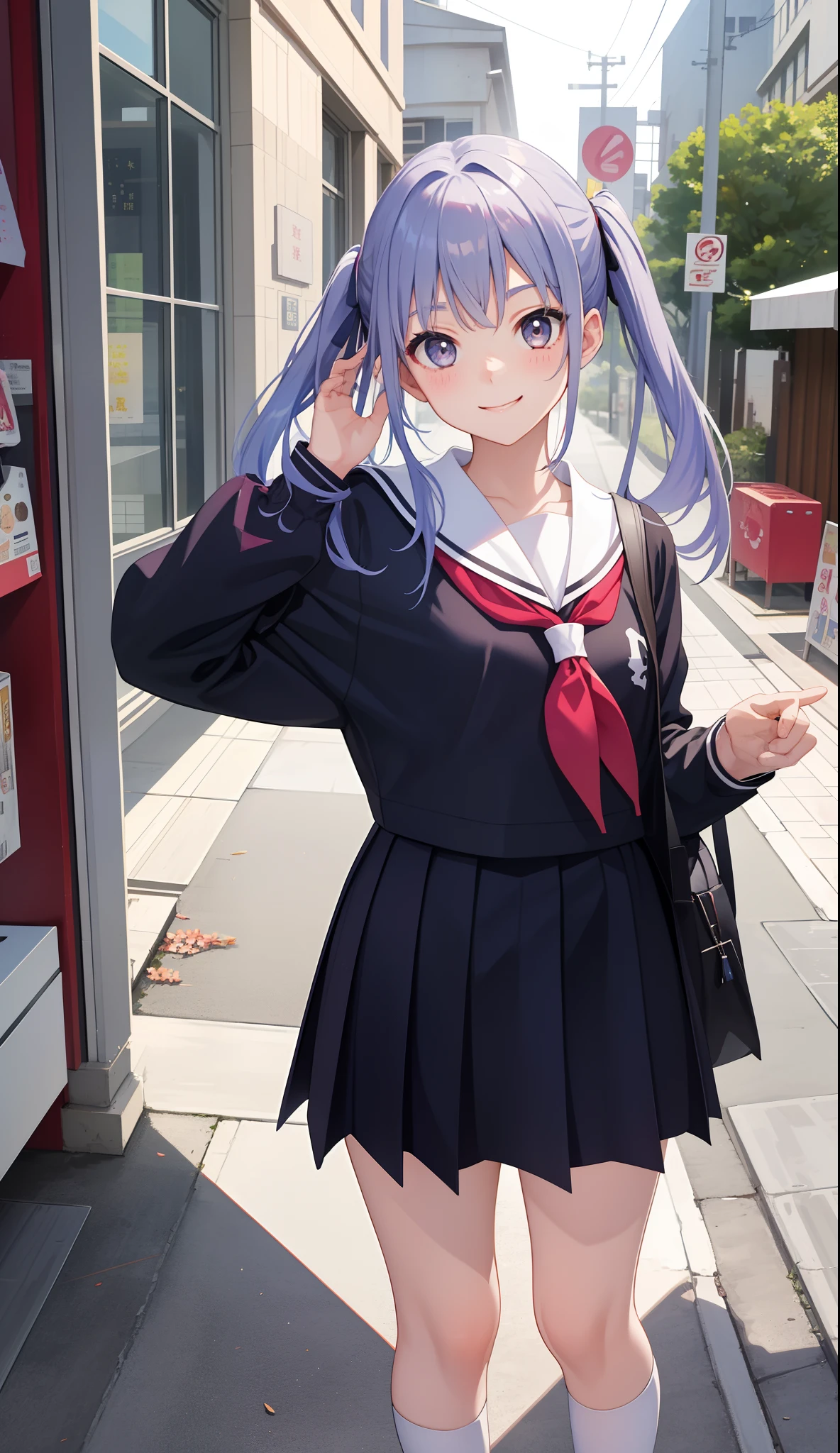 1girl in、AS-Adult、A smile、Japanese、highschool、校服、serafuku、