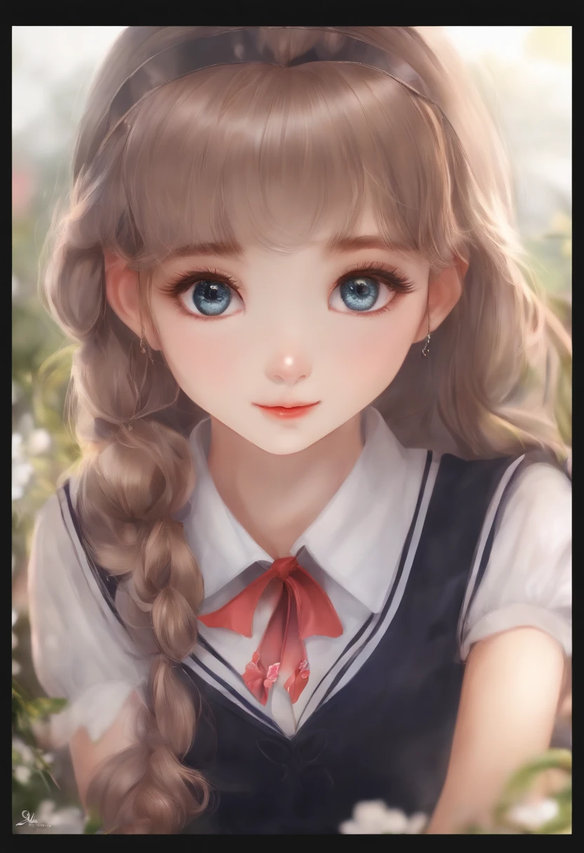 Kind-eyed schoolgirl cute