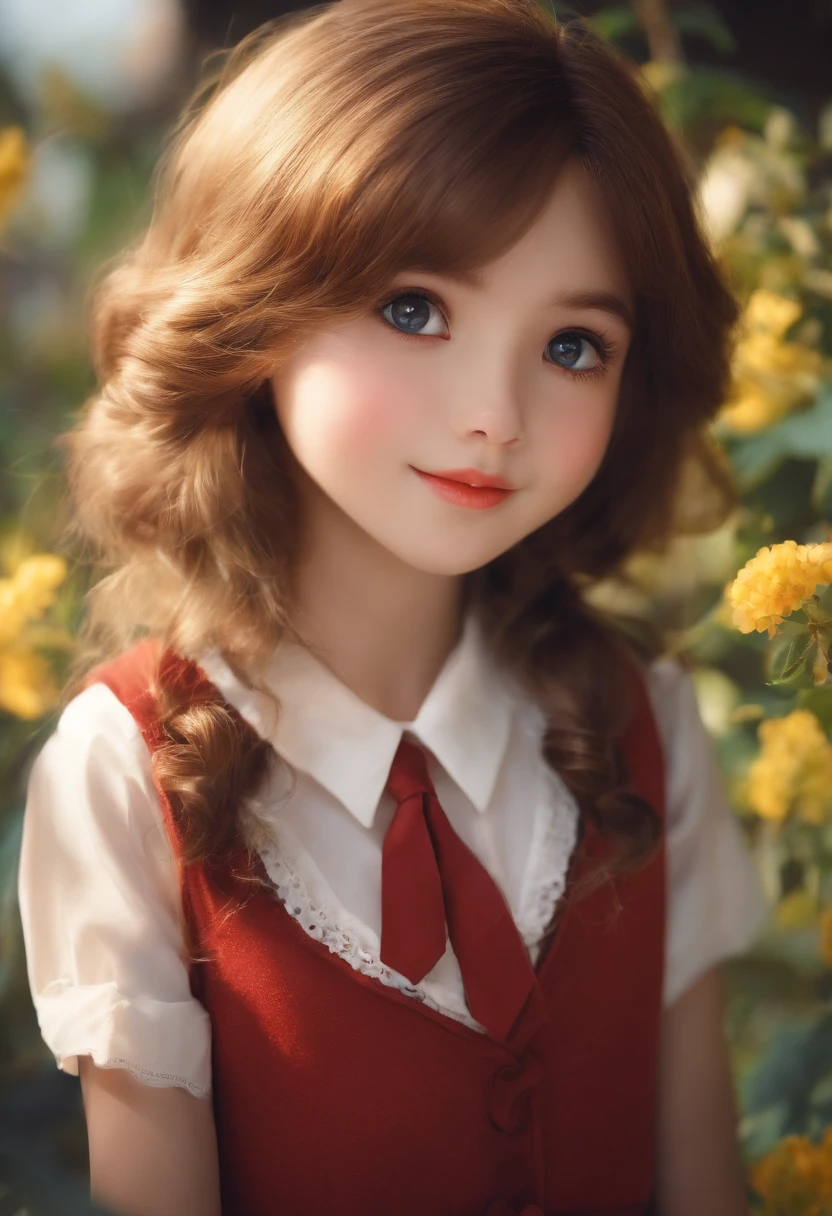 Kind-eyed schoolgirl cute